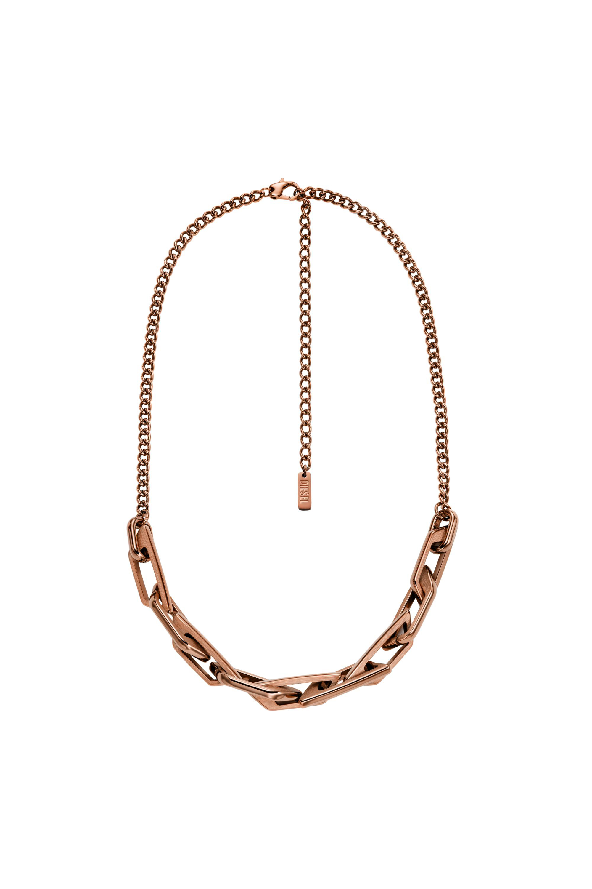 Diesel - DX1646200 JEWELLERY, Collier chaîne en acier inoxydable Mixte in Marron - 1