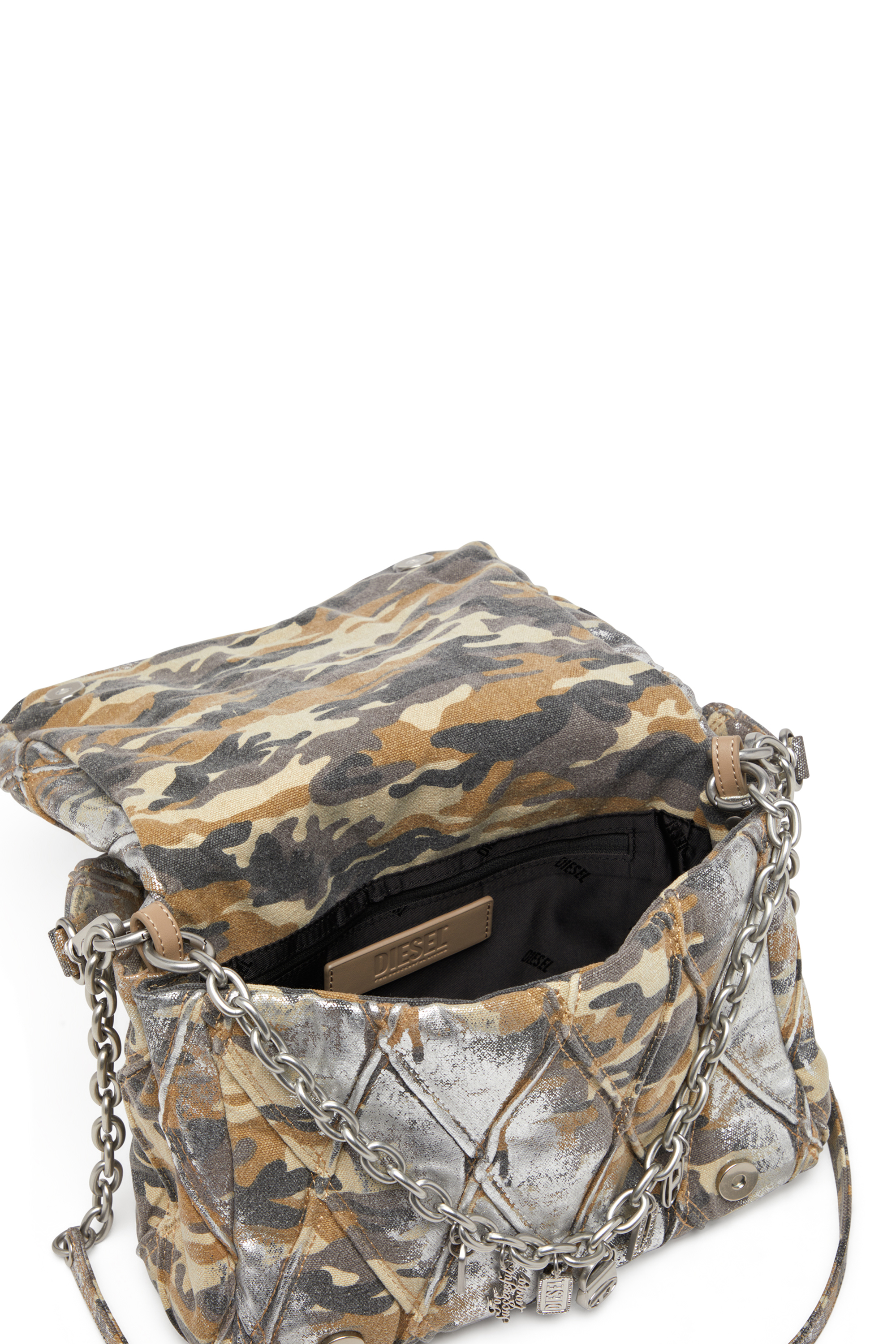 Diesel - CHARM-D SHOULDER M, Charm-D M-Sac à bandoulière en toile au motif camouflage métallisé Femme in Polychrome - 5