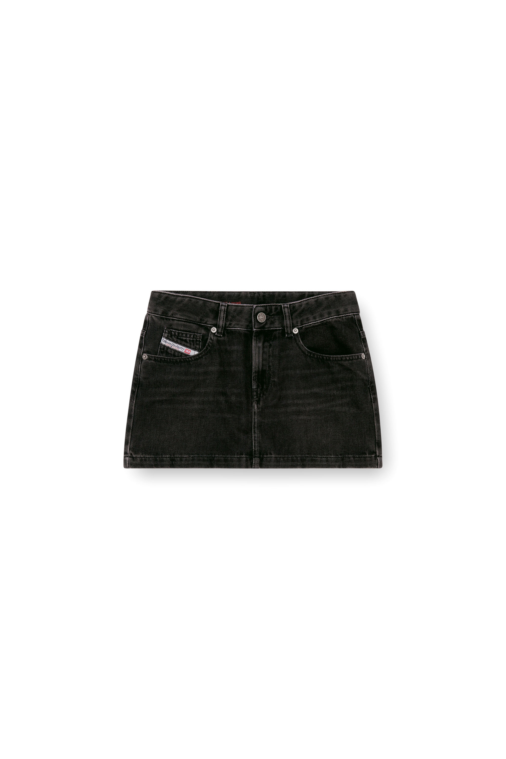Diesel - DE-RON, Minijupe en denim d&eacute;lav&eacute; Femme in Noir - 4