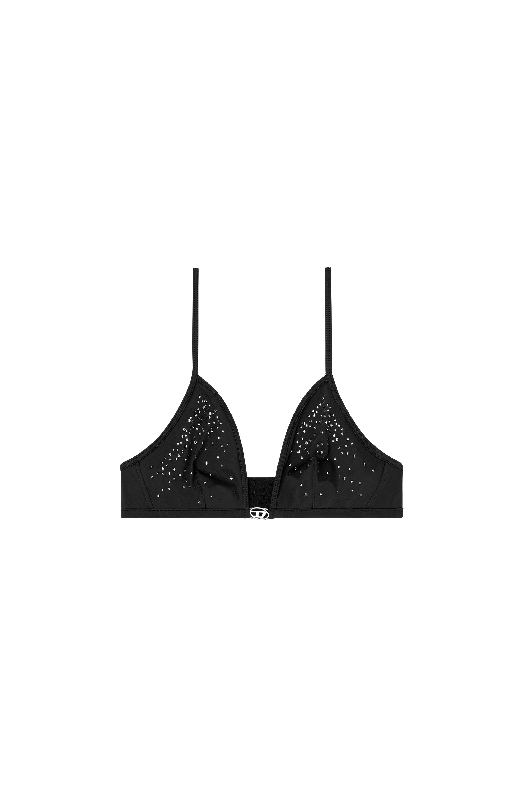 Diesel - LUNA-DNM, Soutien-gorge triangle en microfibre avec cristaux Femme in Noir - 4