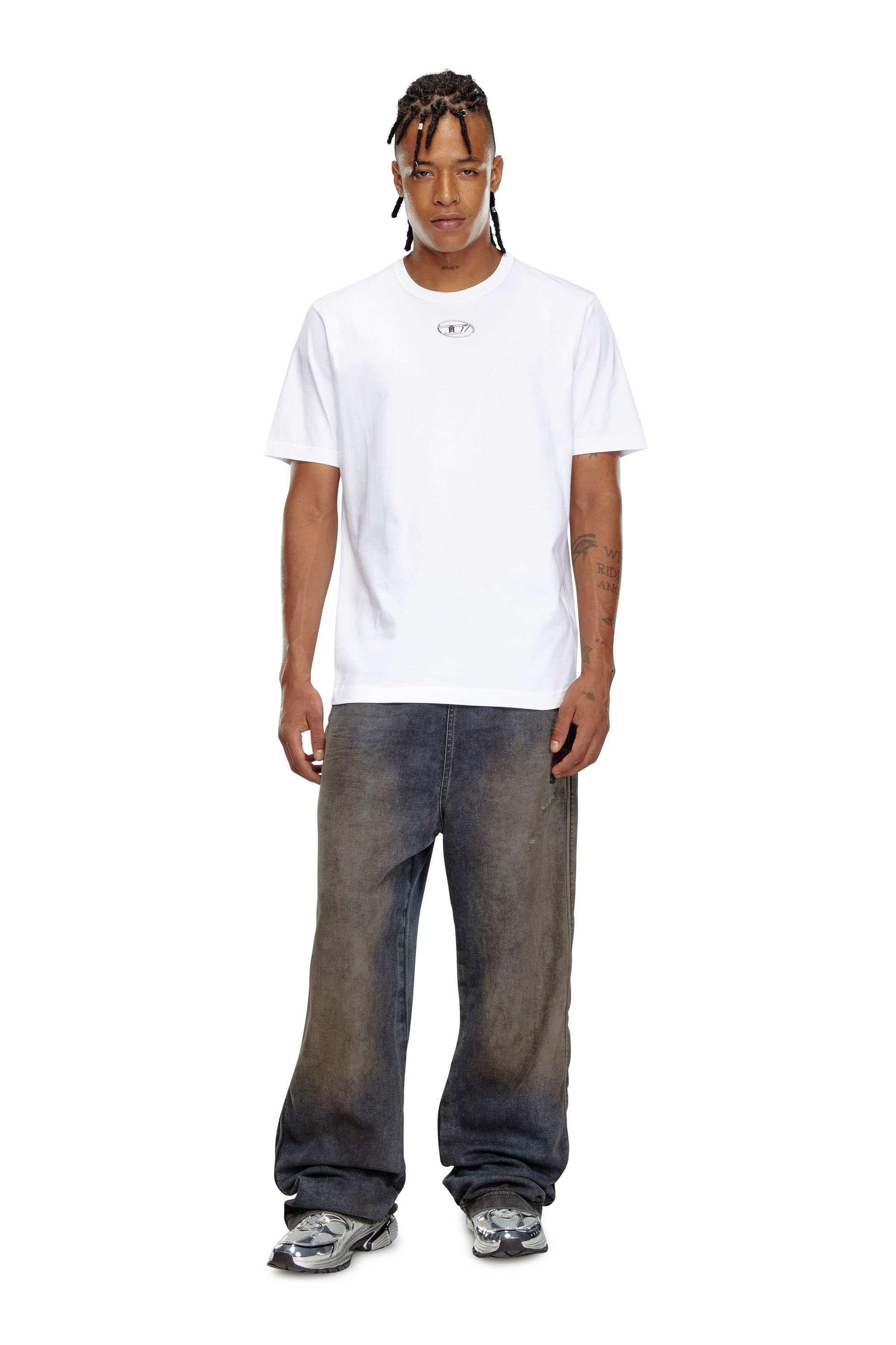 Diesel - T-JUST-OD, T-shirt avec logo moulé par injection Homme in Blanc - 2