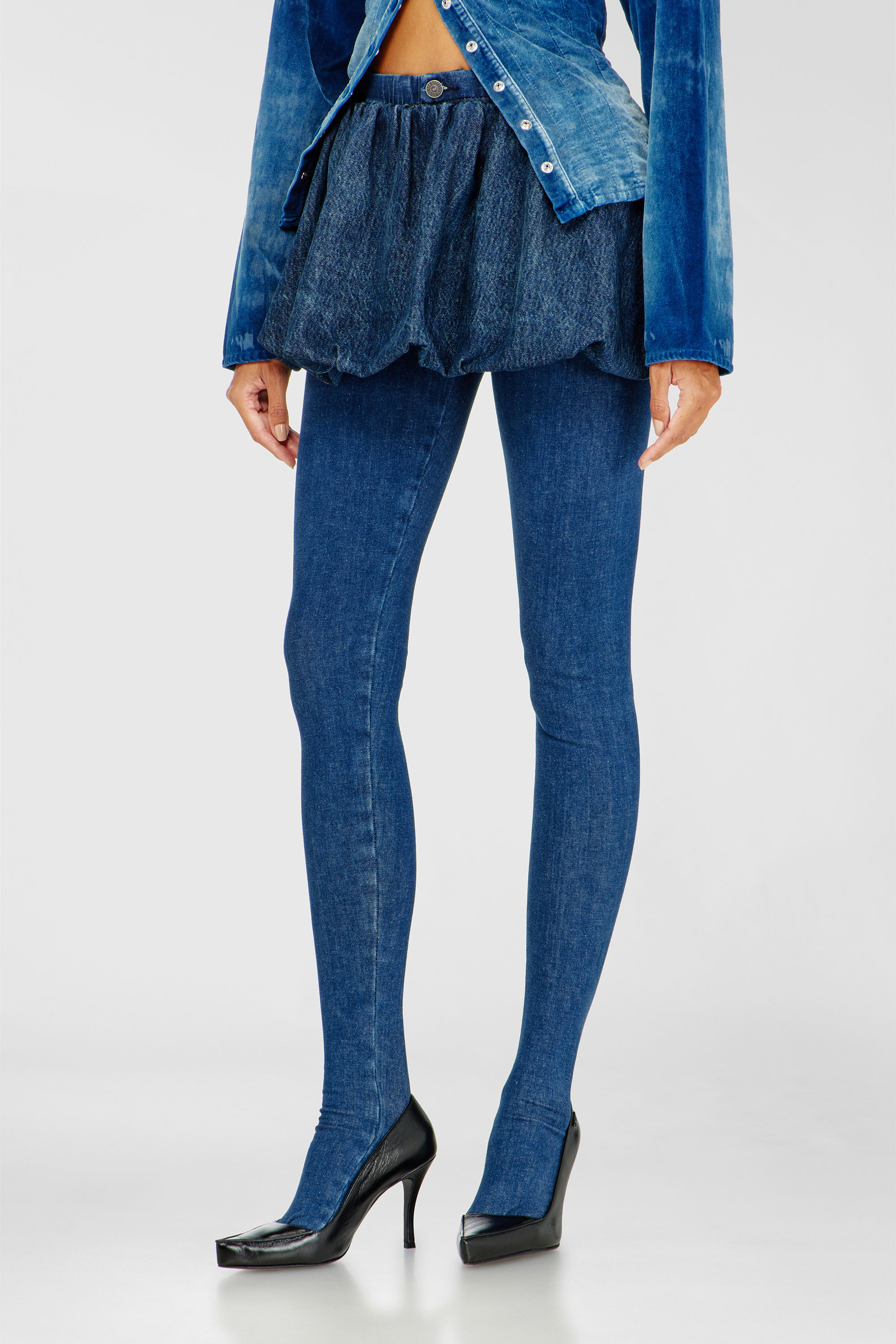 Diesel - DE-MUJ-FSJ2, Jupe courte &agrave; volants en denim Femme in Bleu - 3