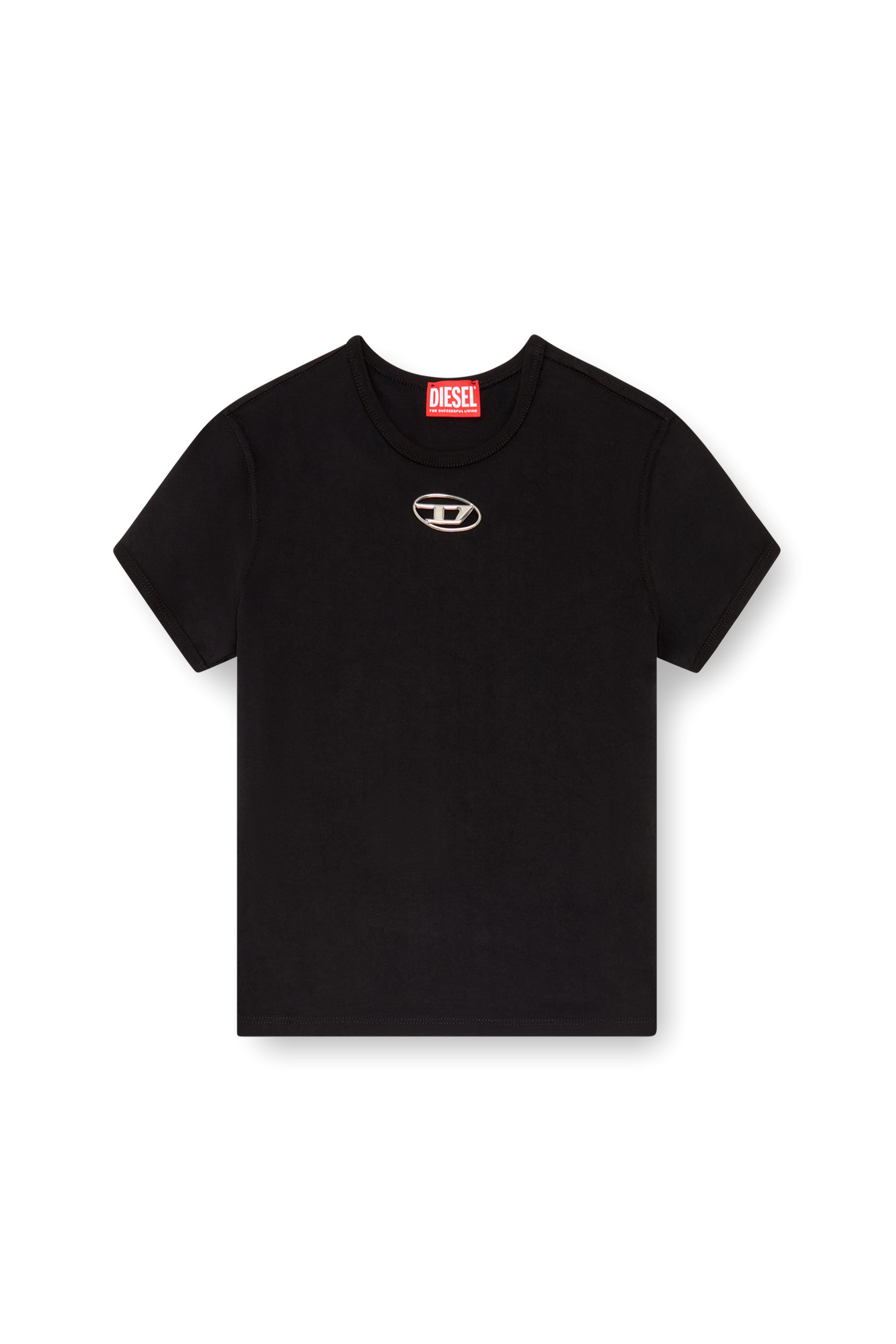 Diesel - T-UNCUTIE-LONG-OD, Femme T-shirt avec Oval D moulé par injection in Noir - Image 3