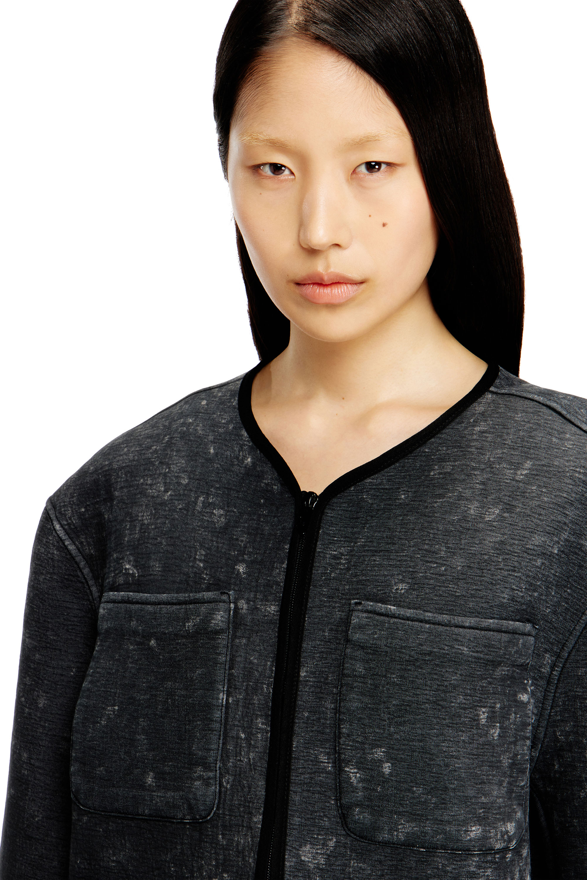 Diesel - G-TES, Veste en néoprène effet marbré avec poches Femme in ToBeDefined - 5