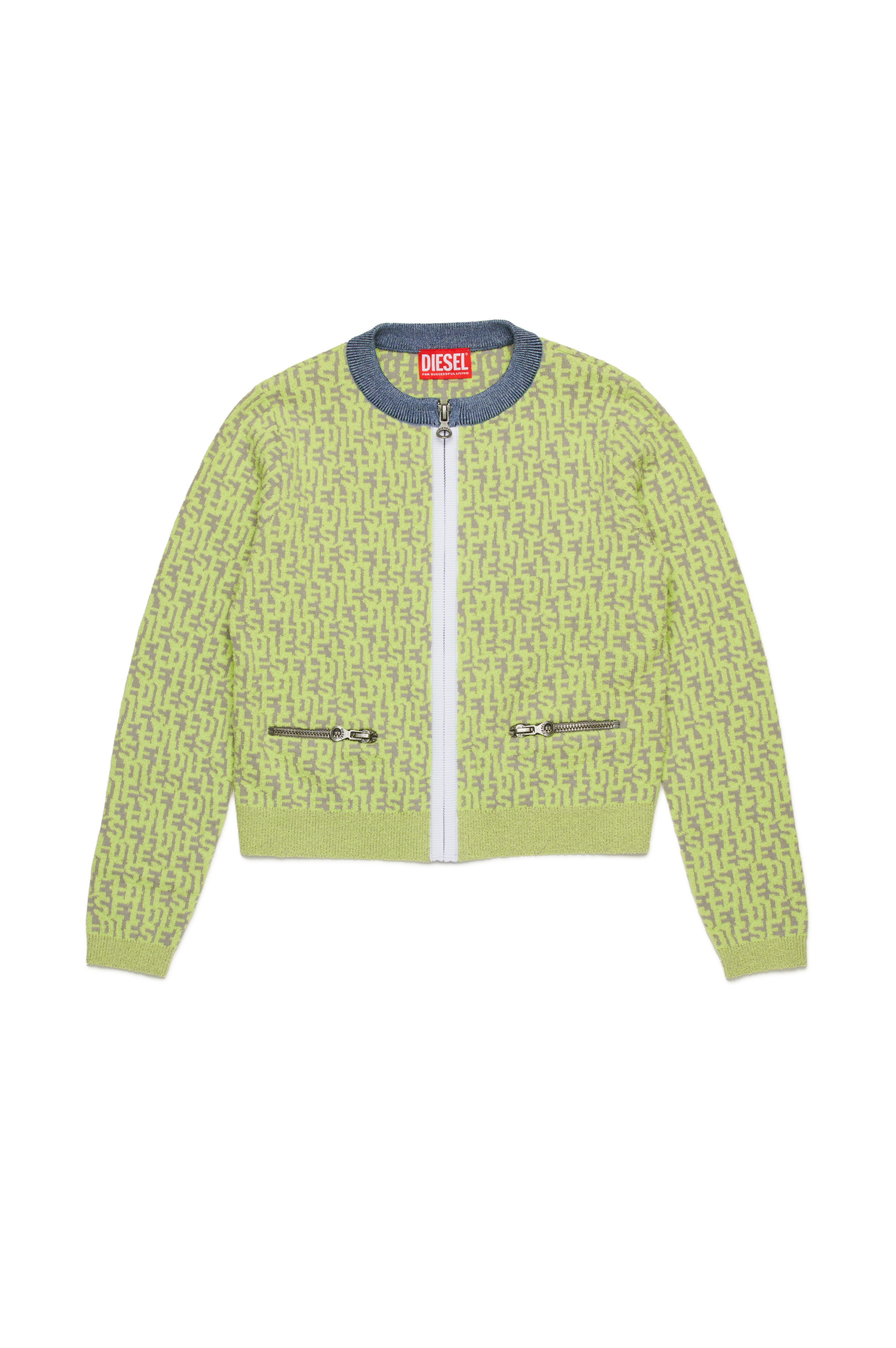 Diesel - KALLORCA, Cardigan en jacquard Monogram Femme in Jaune - 1