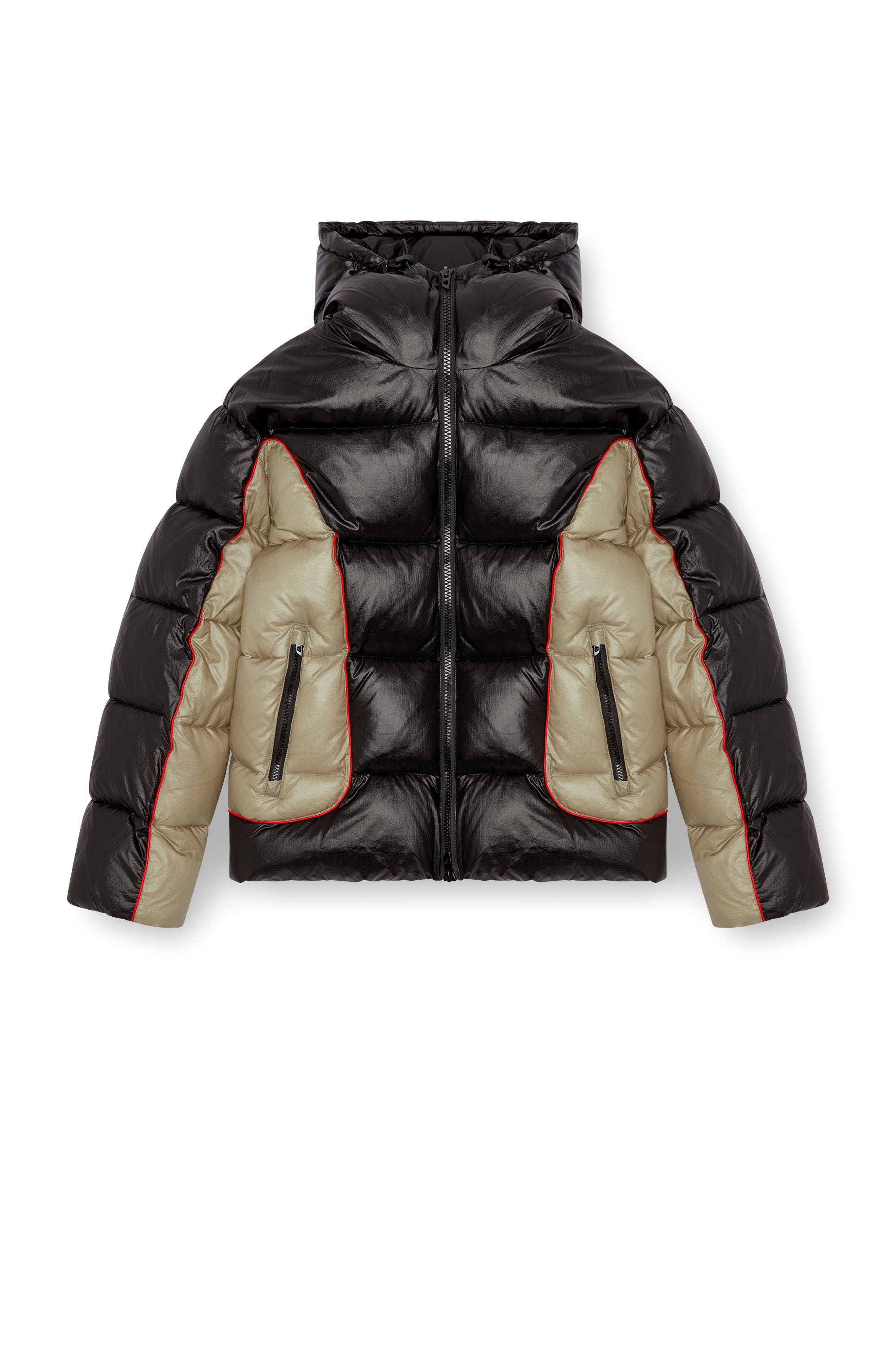 Diesel - W-OSTEND, Veste doudoune à capuche en ripstop brillant Homme in Polychrome - 3