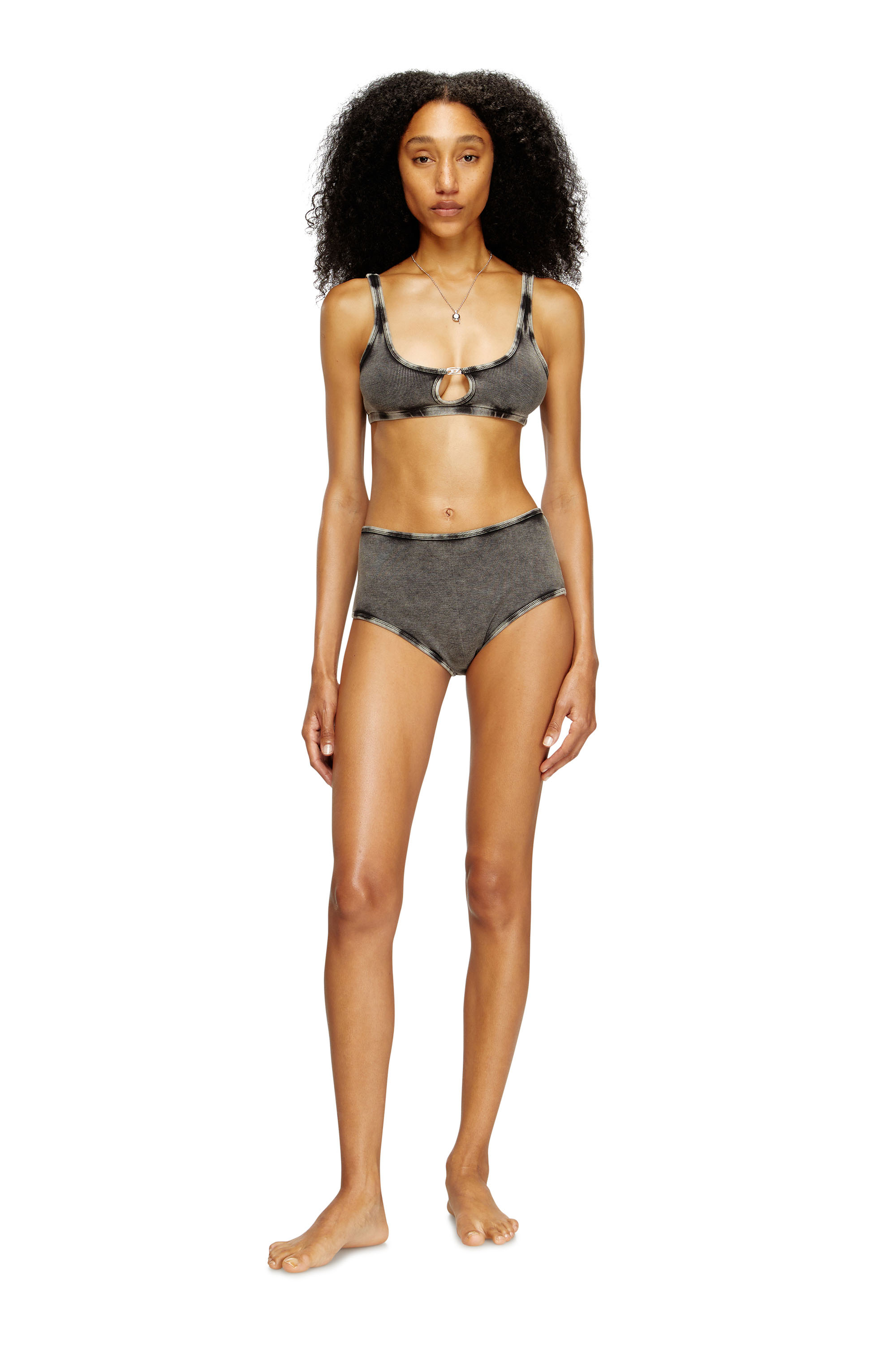 Diesel - CHARLI-DNM, Culotte en coton extensible taille haute Femme in Gris - 1