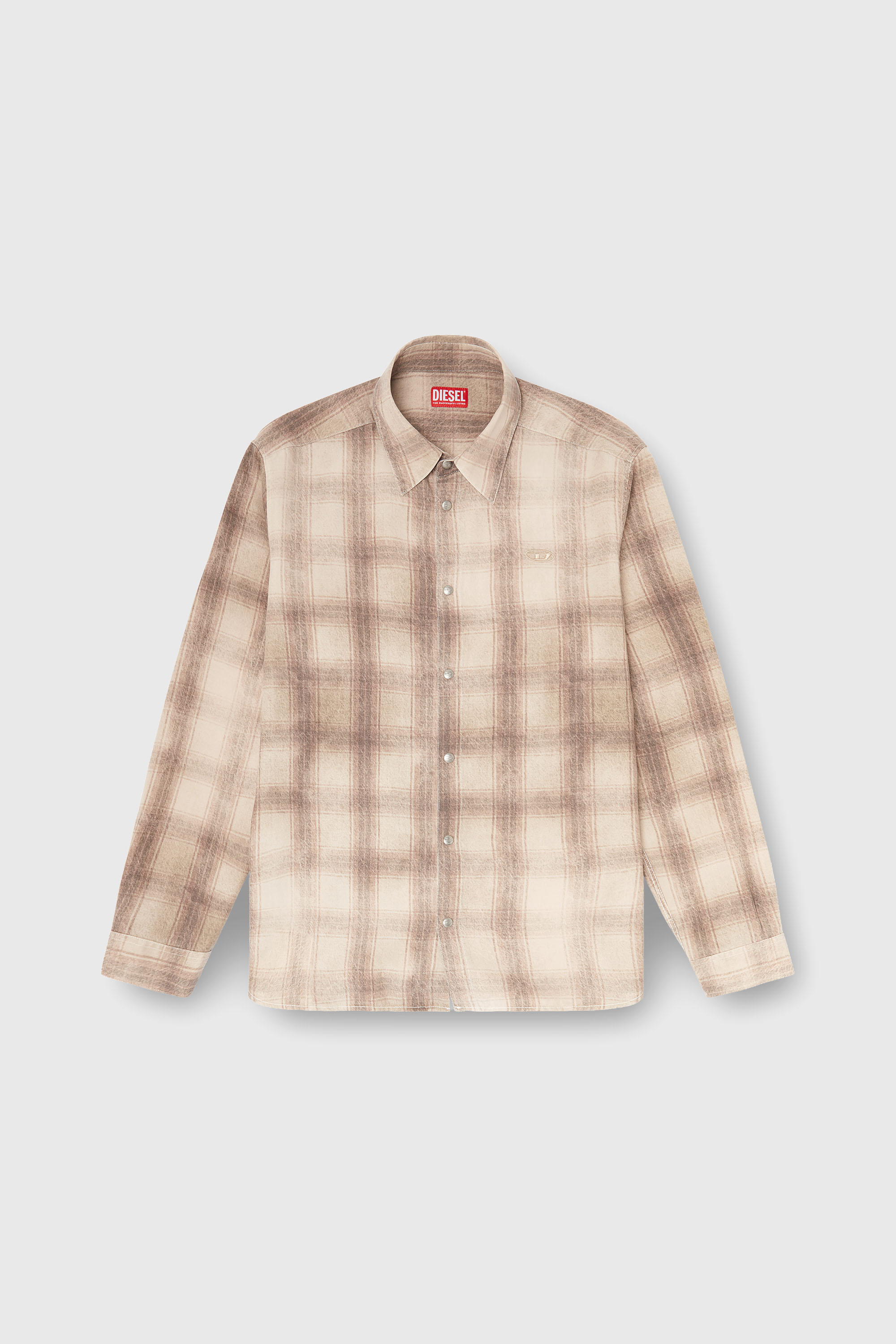 Diesel - S-SIMPLY-JMCM, Chemise &agrave; carreaux en tissu fluide Homme in Marron - 2