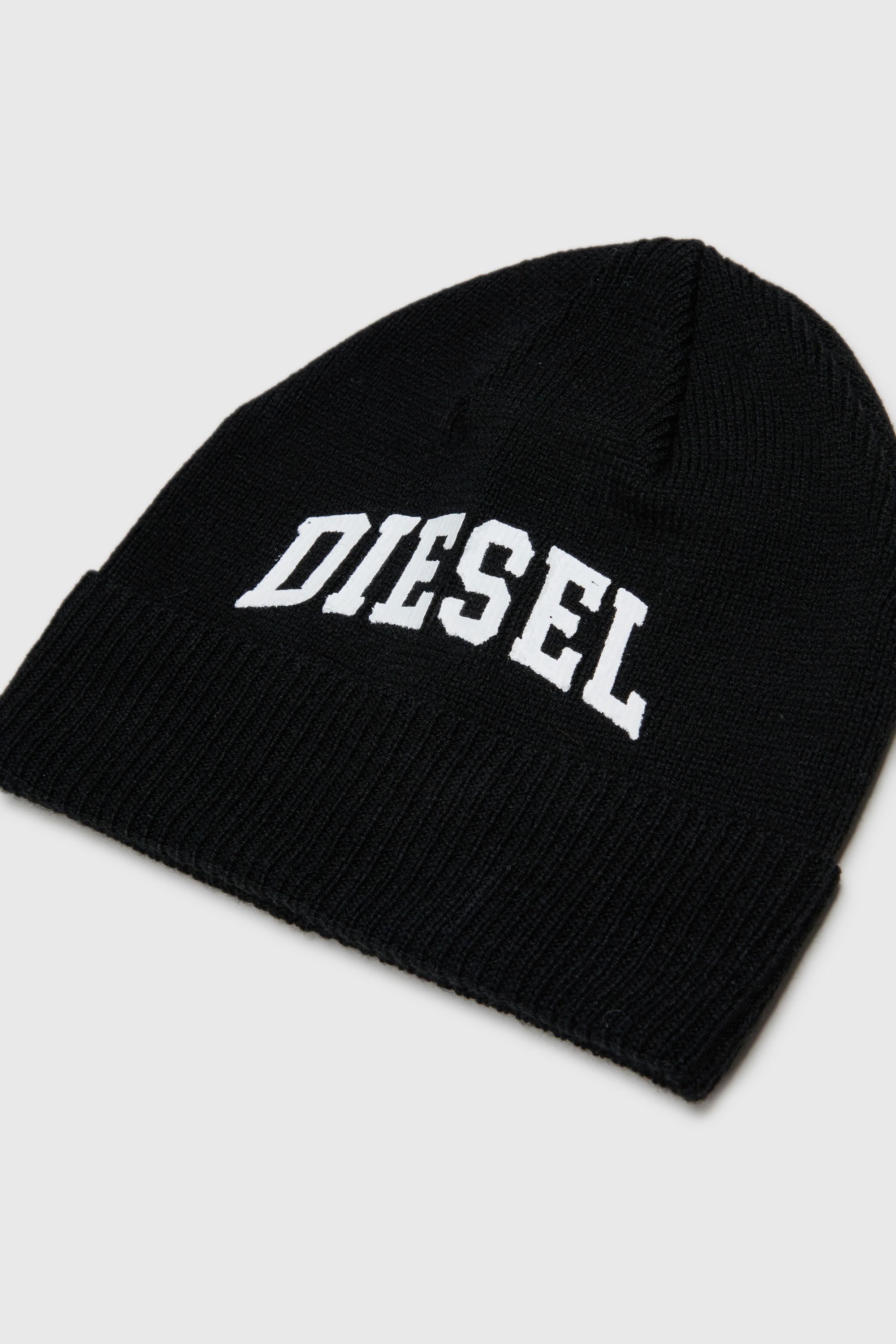 Diesel - FBAND, Bonnet en laine m&eacute;lang&eacute;e avec logo Mixte in Noir - 3