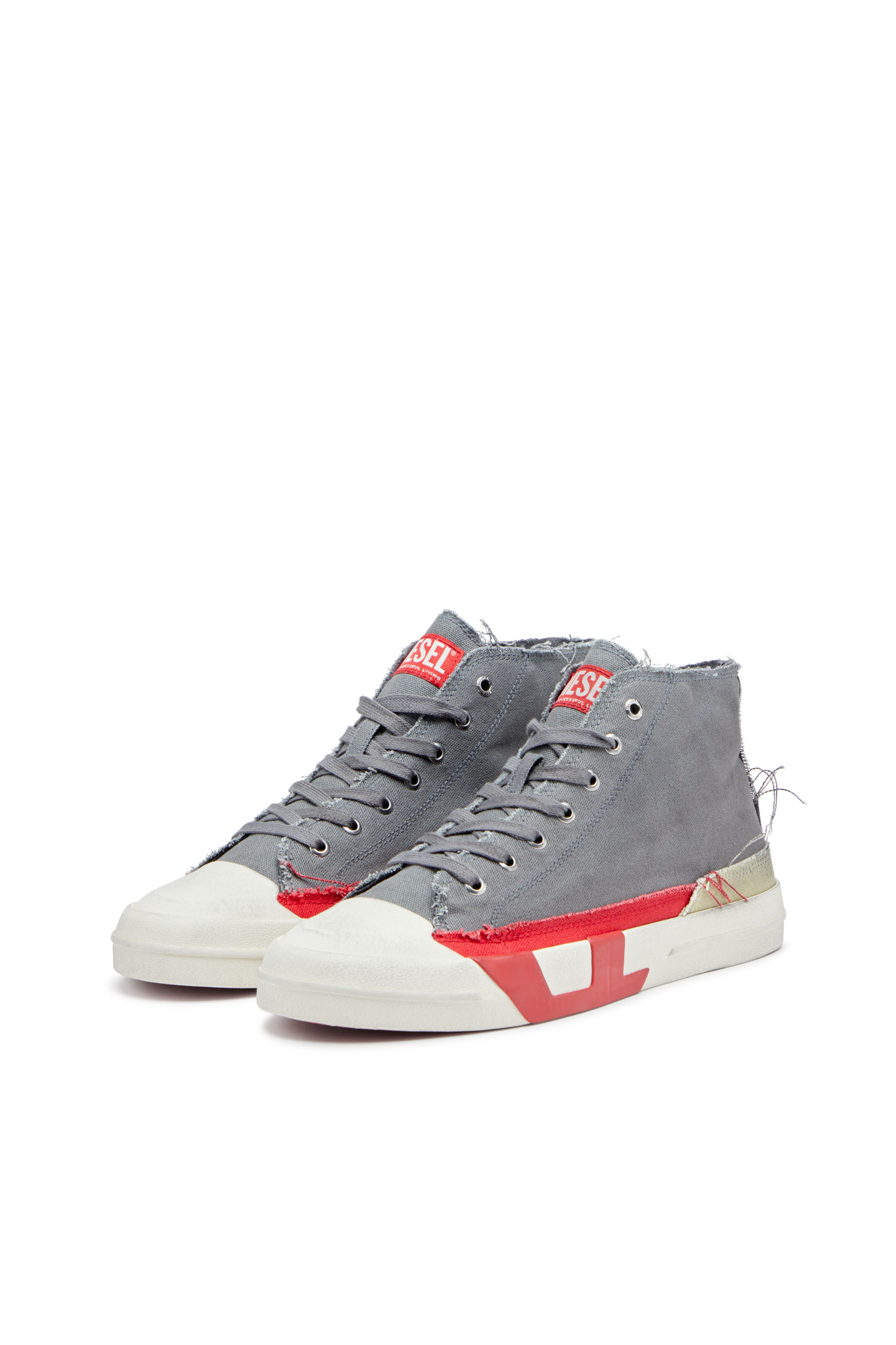 Diesel - S-D-VERSE MID, S-D-Verse-Sneakers montantes en toile à effet sali Homme in Polychrome - 8