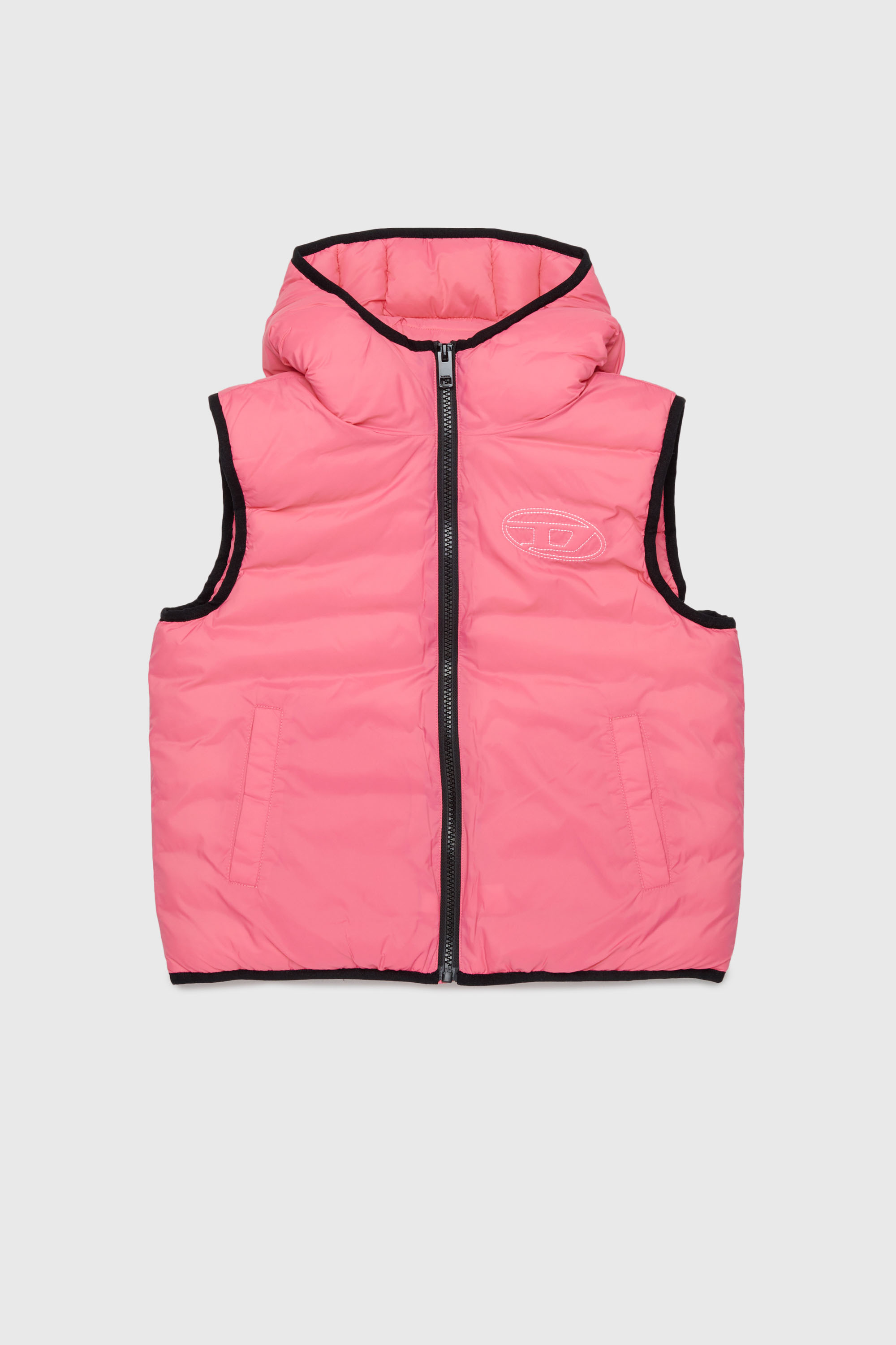 Diesel - JOSIP, Gilet &agrave; capuche en nylon matelass&eacute; Mixte in Rose - 1