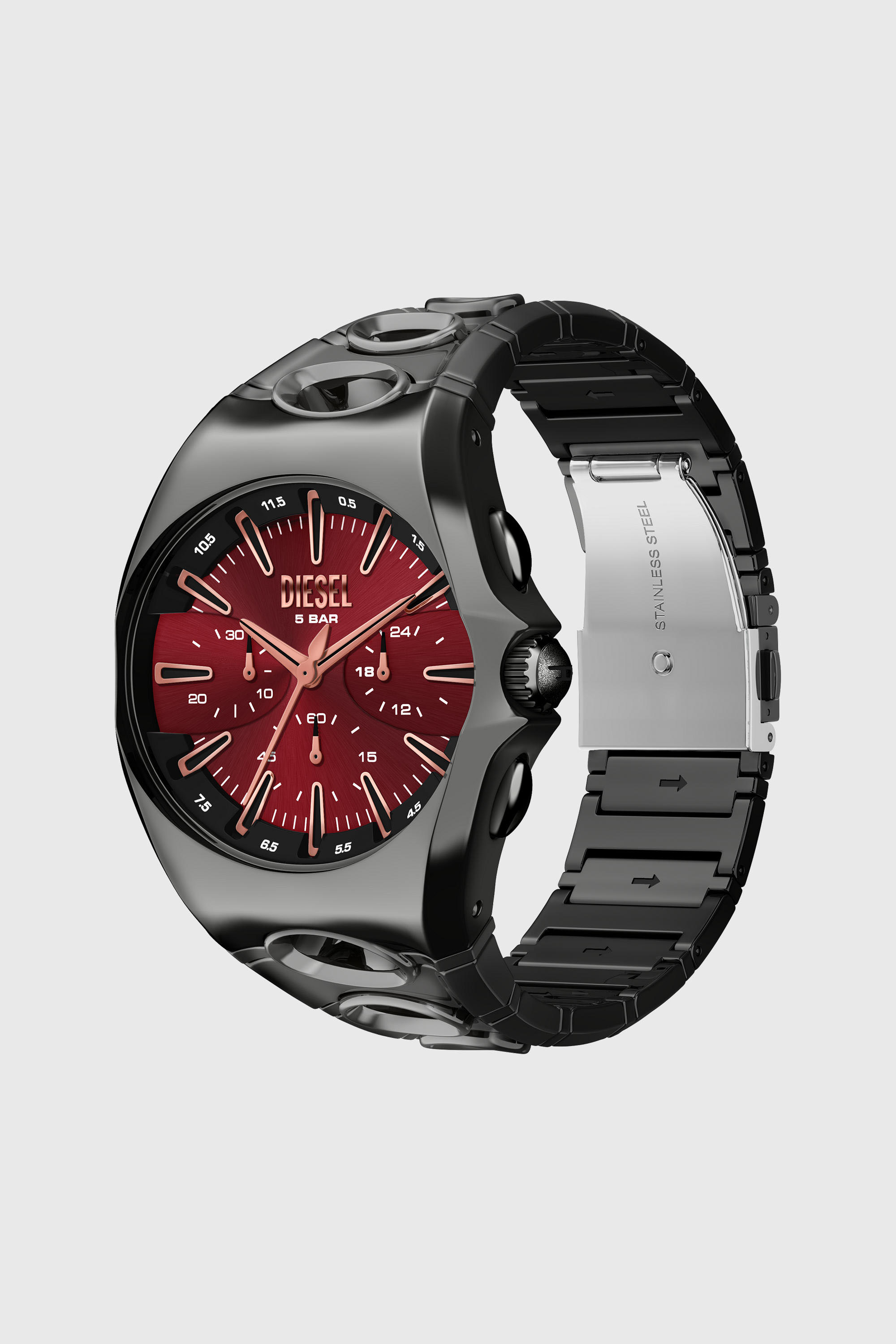 Diesel - DZ4726 WATCH, Montre D-Curve en acier inoxydable finition gunmetal Homme in Noir - 2