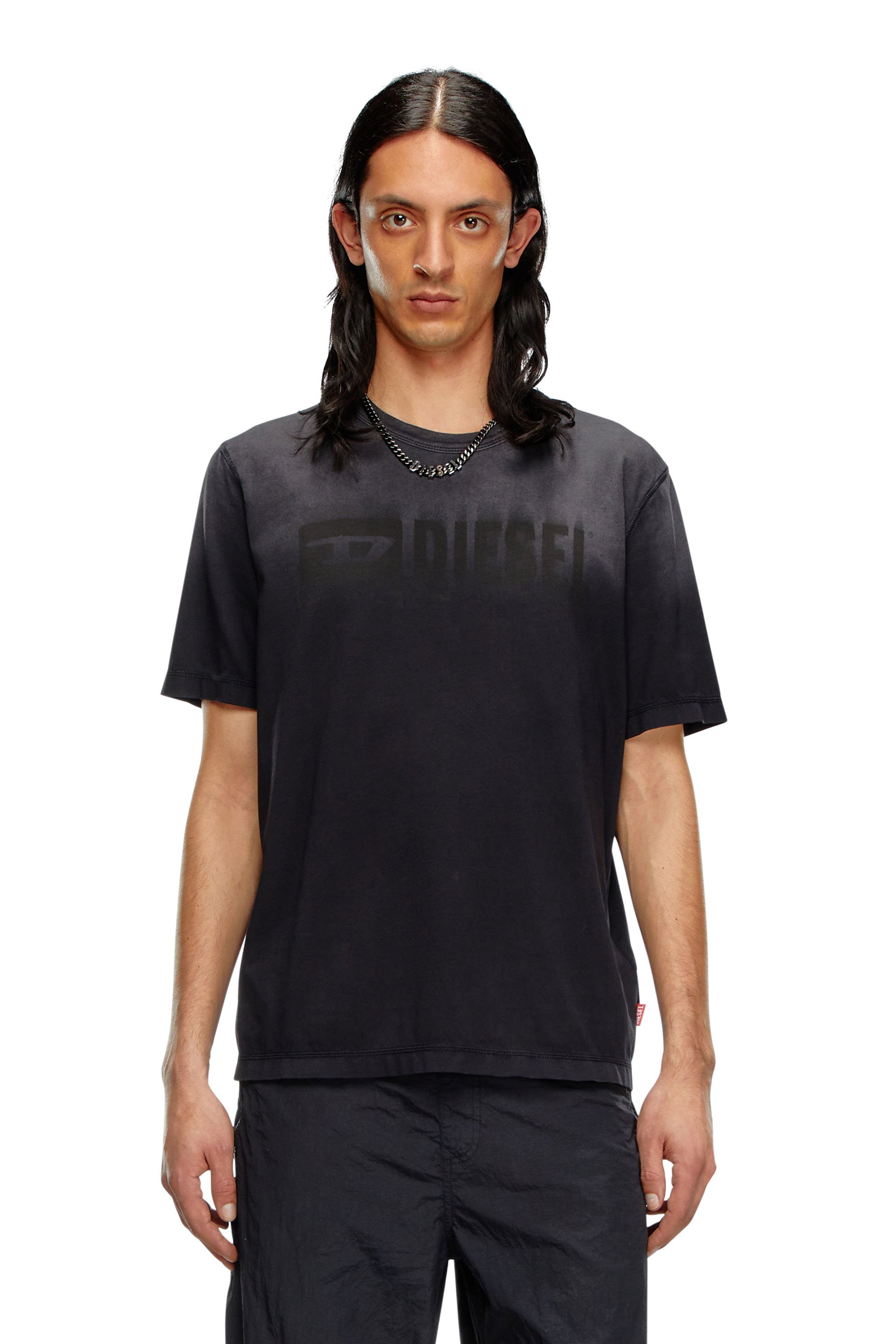 Diesel - T-ADJUST-K4, Homme T-shirt avec traitement délavé par le soleil in Noir - Image 1