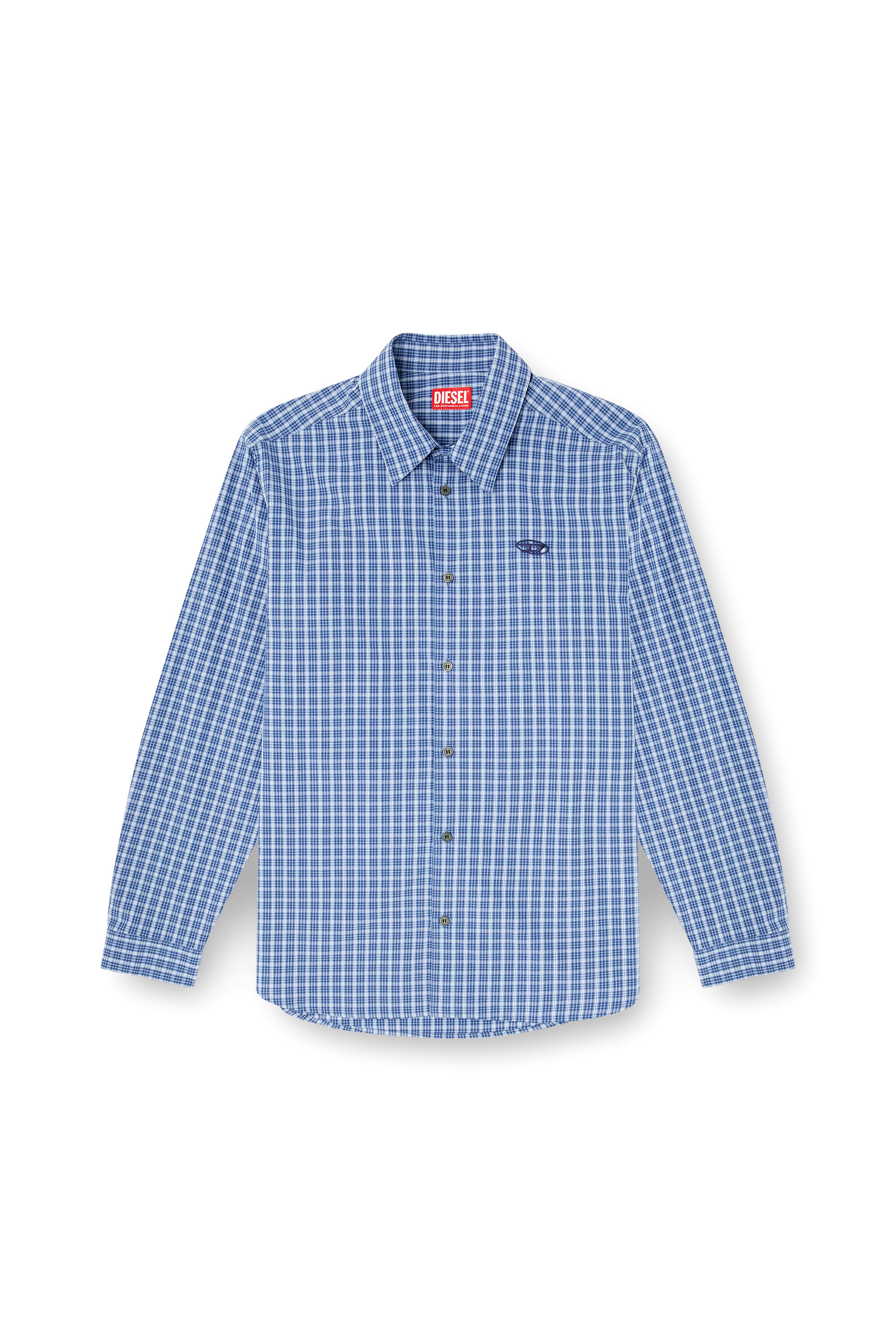 Diesel - S-SIMPLY-DLBV, Chemise à carreaux avec broderie Oval D Homme in Bleu - 3
