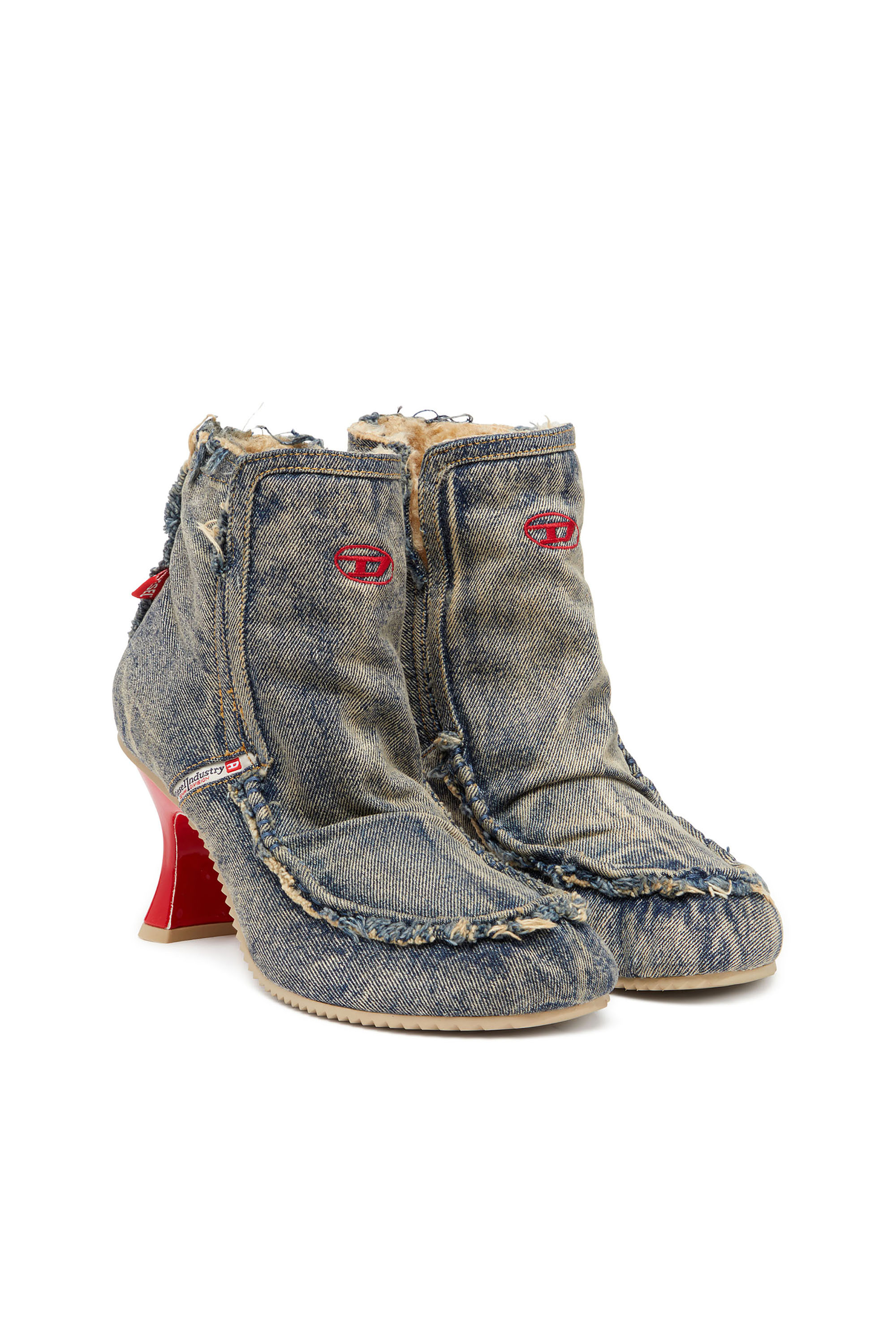Diesel - D-WOODSTOCK HEEL AB, D-Woodstock - Bottes en denim à talon Femme in Bleu - 3