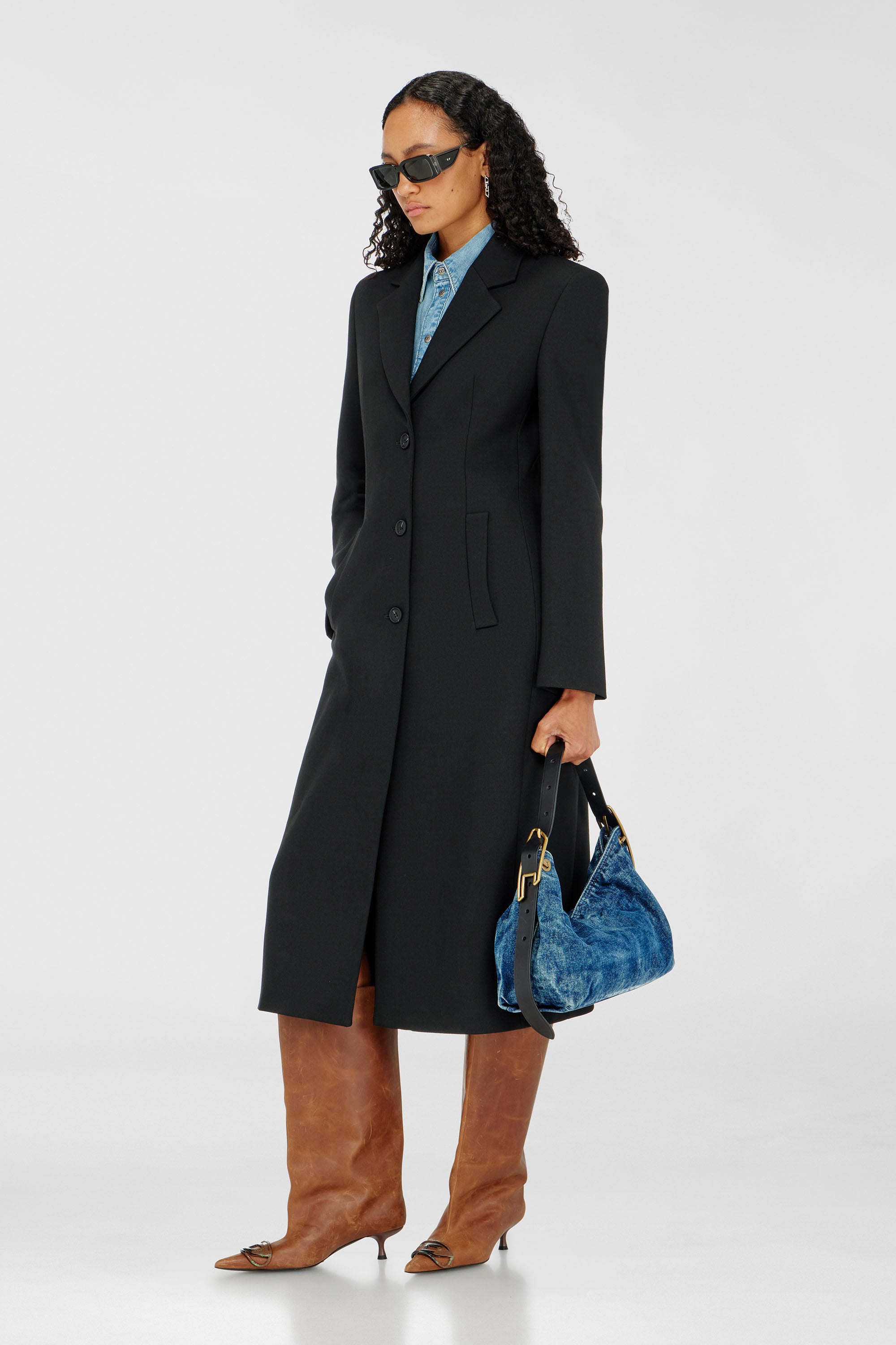 Diesel - G-ALLAN, Long manteau sablier Femme in Noir - 2