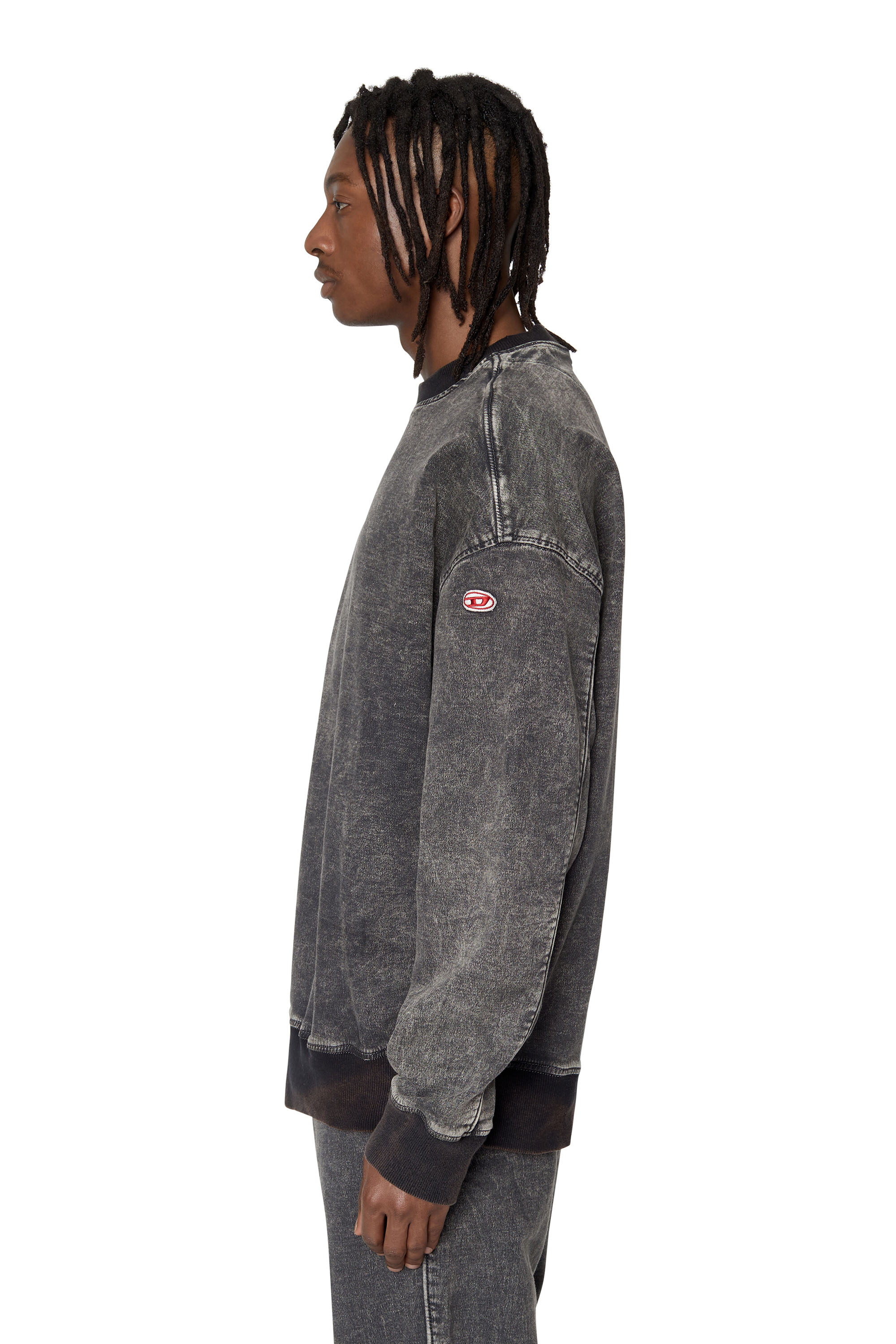 Diesel - D-KRIB TRACK DENIM SWEATSHIRT, Black/Dark grey - Image 6