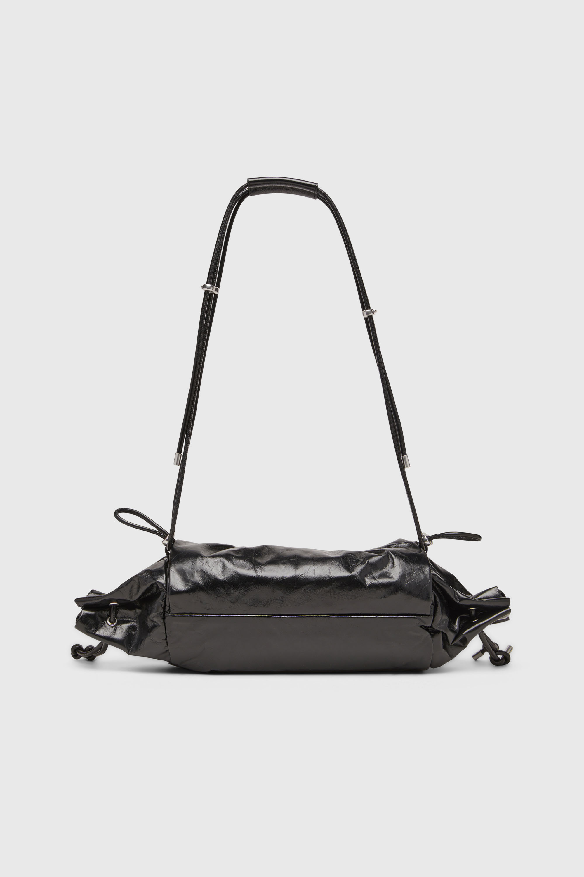 Diesel - SCRUNCH-D SHOULDER M, Scrunch-D M-Sac &agrave; bandouli&egrave;re en cuir froiss&eacute; brillant Femme in Noir - 3