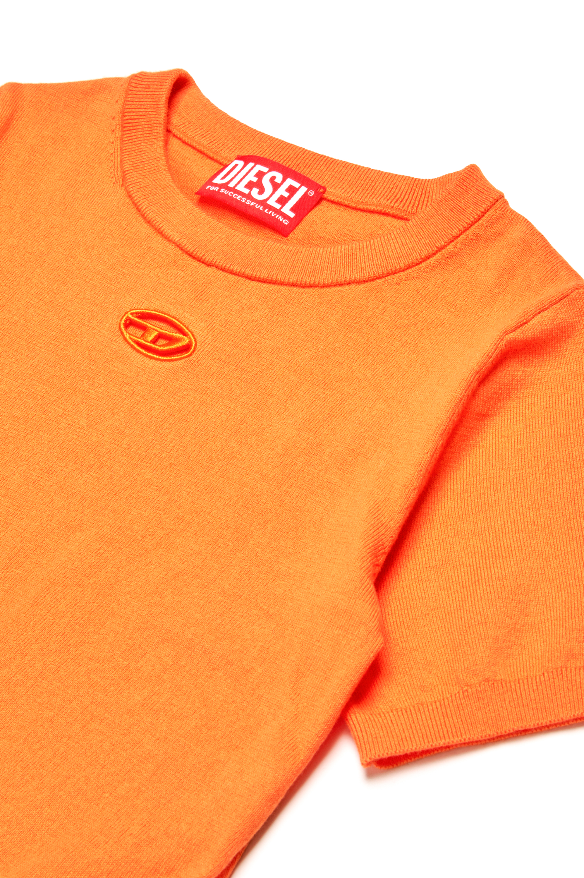 Diesel - KMARGA, T-shirt en tricot avec cut-out à logo Oval D Femme in Orange - 3