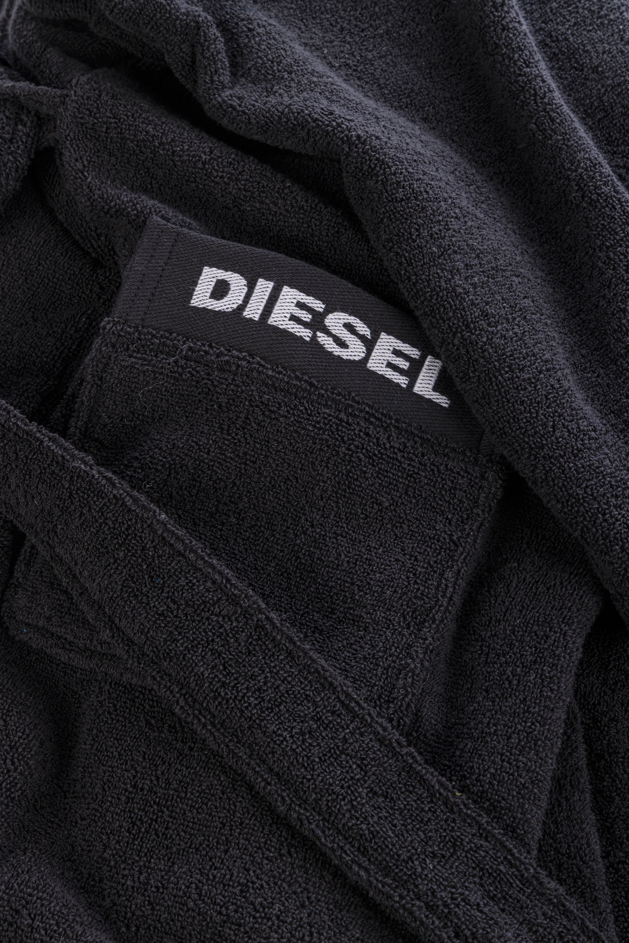 Diesel - 1015125 LOGO-COTTON BATHROBE SIZE XL/XXL, Peignoir en Éponge de Coton, Taille XL/XXL Mixte in Noir - 2