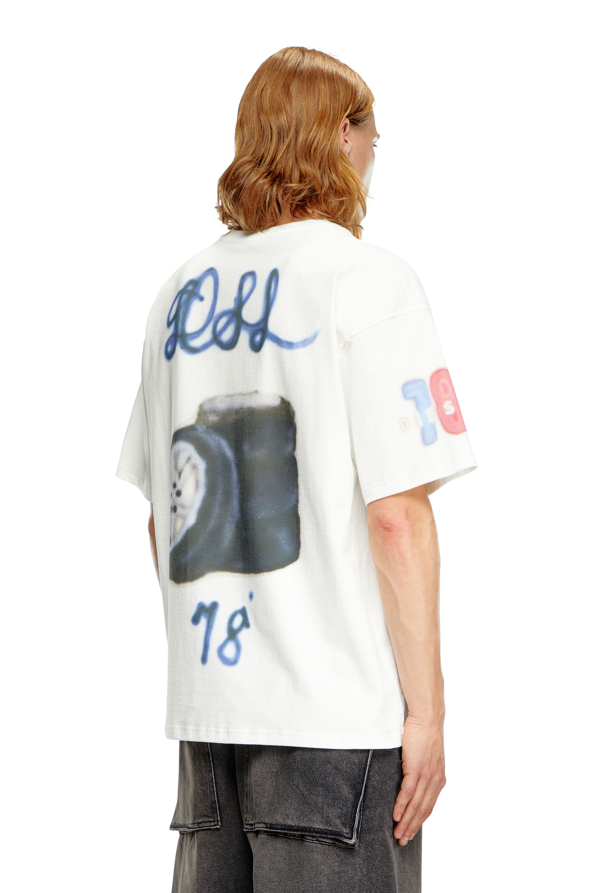 Diesel - T-BOXT-Q19, T-shirt avec logo et imprimé pneu Homme in Blanc - 4