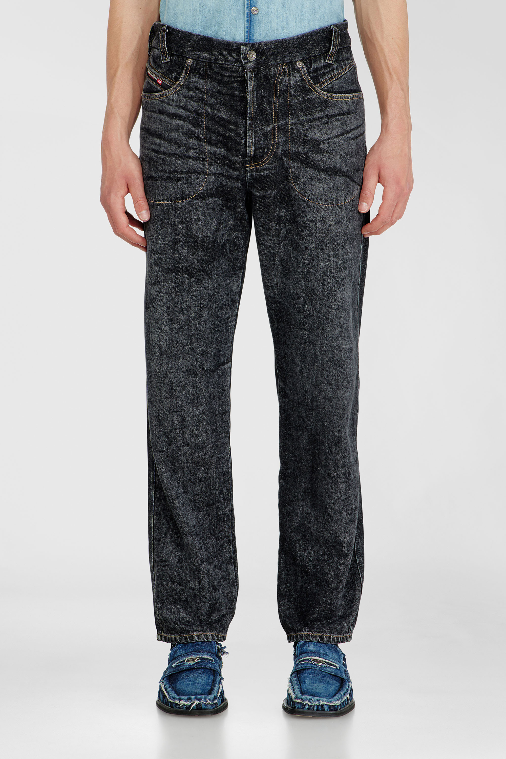 Diesel - Relaxed Jeans D-Marcus 09Q24 Homme, Noir/Gris fonc&eacute; - Image 1