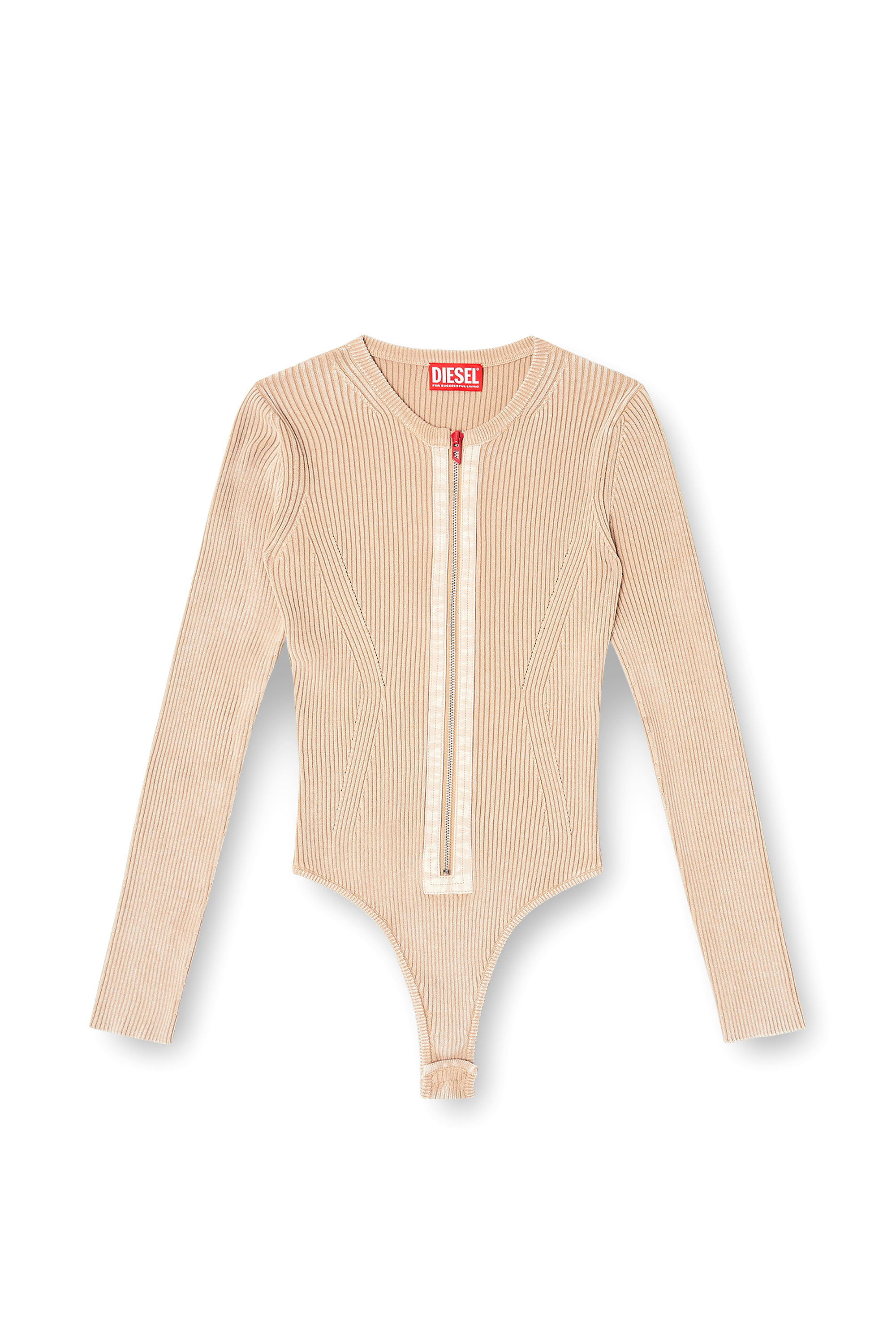 Diesel - M-GILDE, Cardigan zipp&eacute; en coton c&ocirc;tel&eacute; Femme in Beige - 3