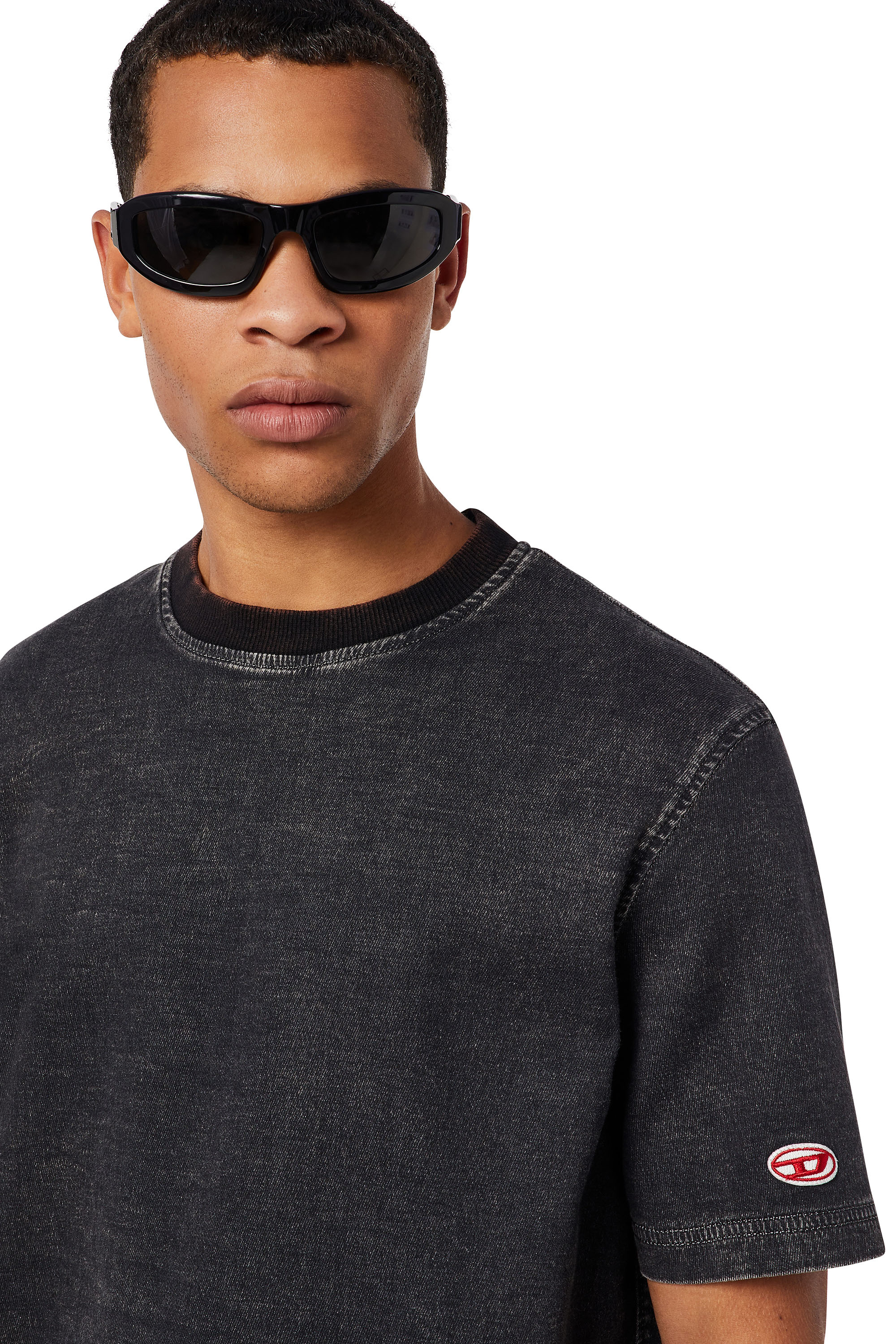 Diesel - D-BIGGOR TRACK DENIM T-SHIRT, Black/Dark grey - Image 5