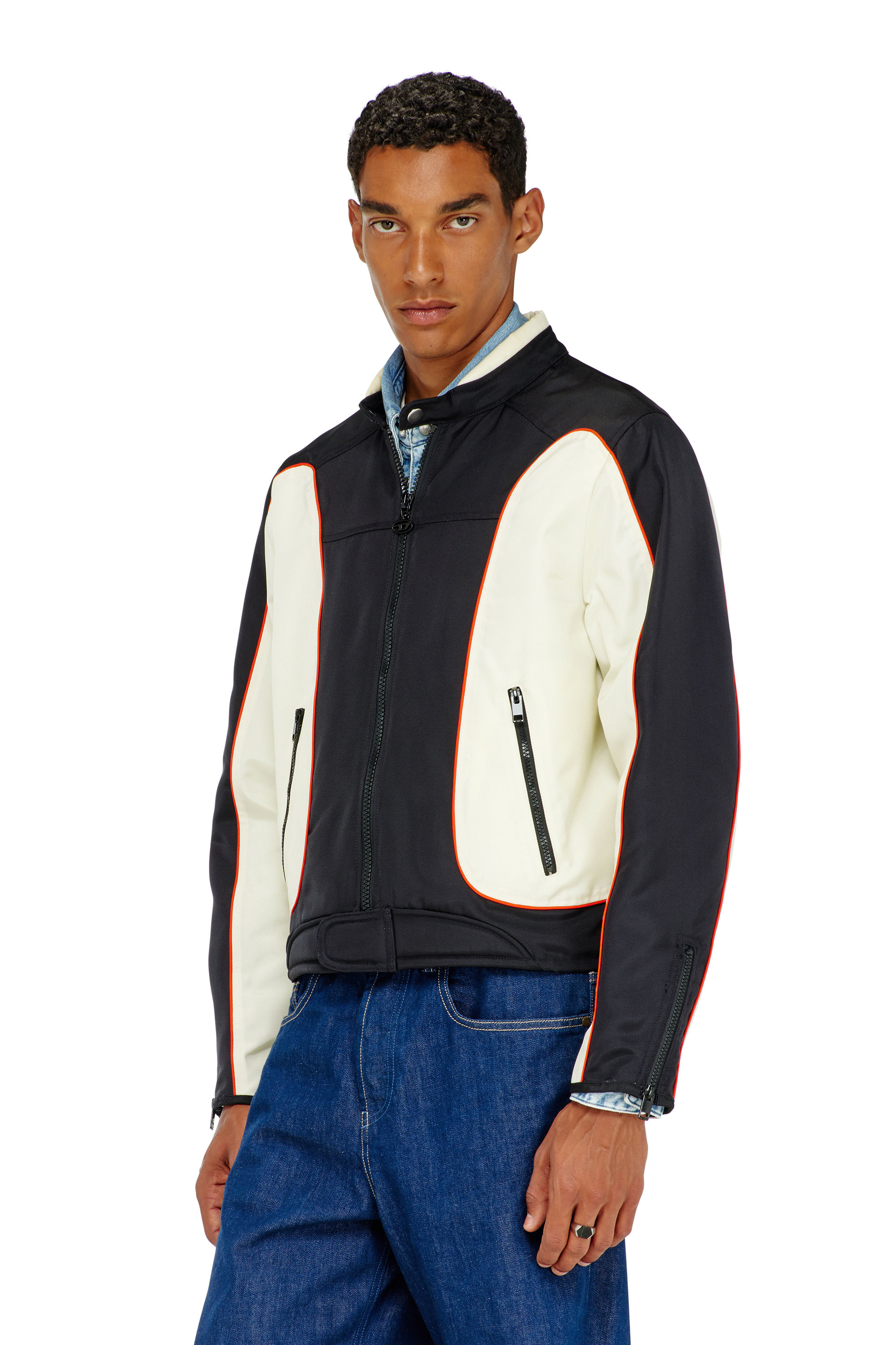 Diesel - J-BLINK-A, Veste biker color-block avec passepoil Homme in Polychrome - 1