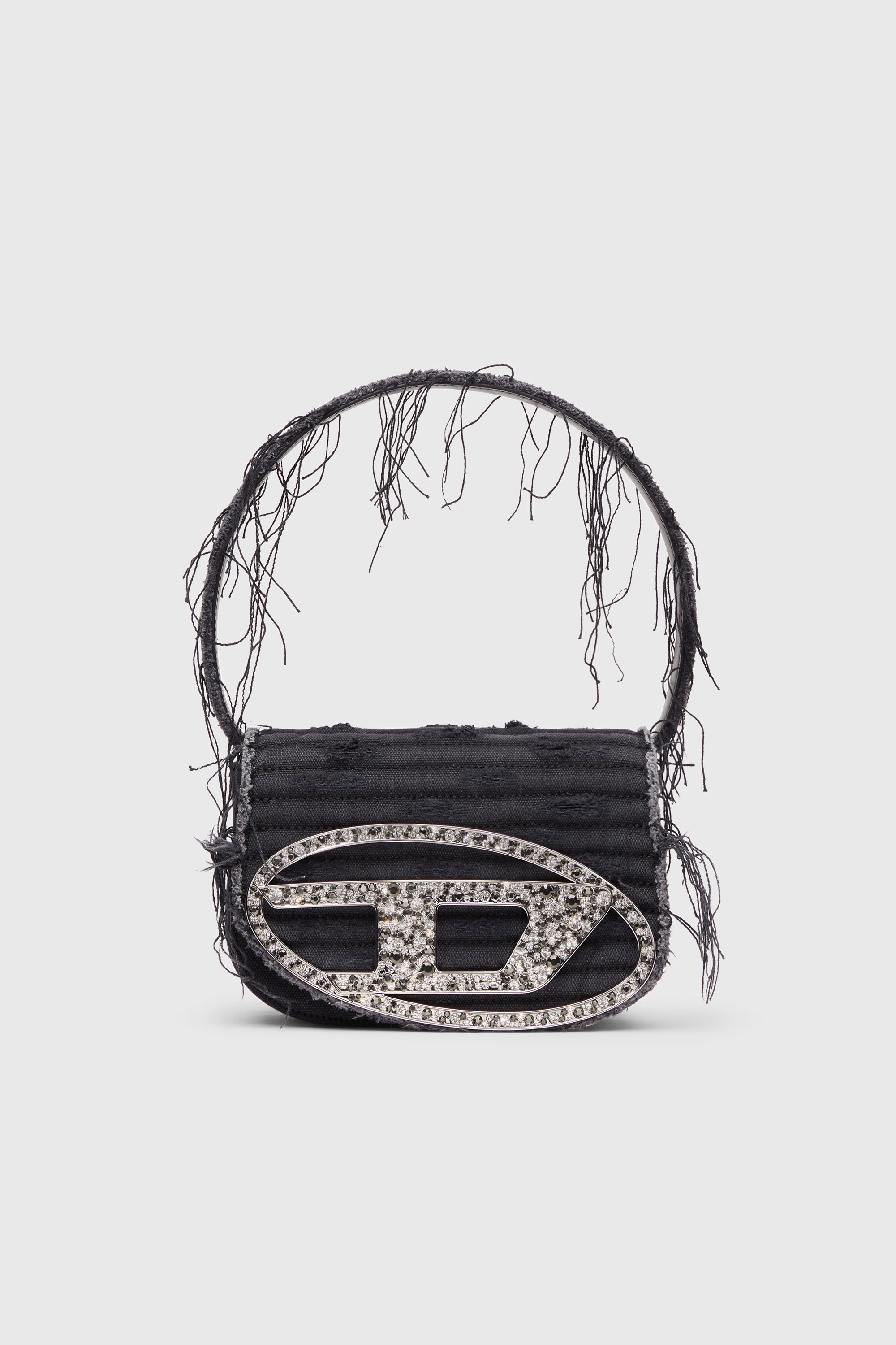 Diesel - 1DR, 1DR-Sac &agrave; bandouli&egrave;re embl&eacute;matique en toile et cuir Femme in Noir - 2