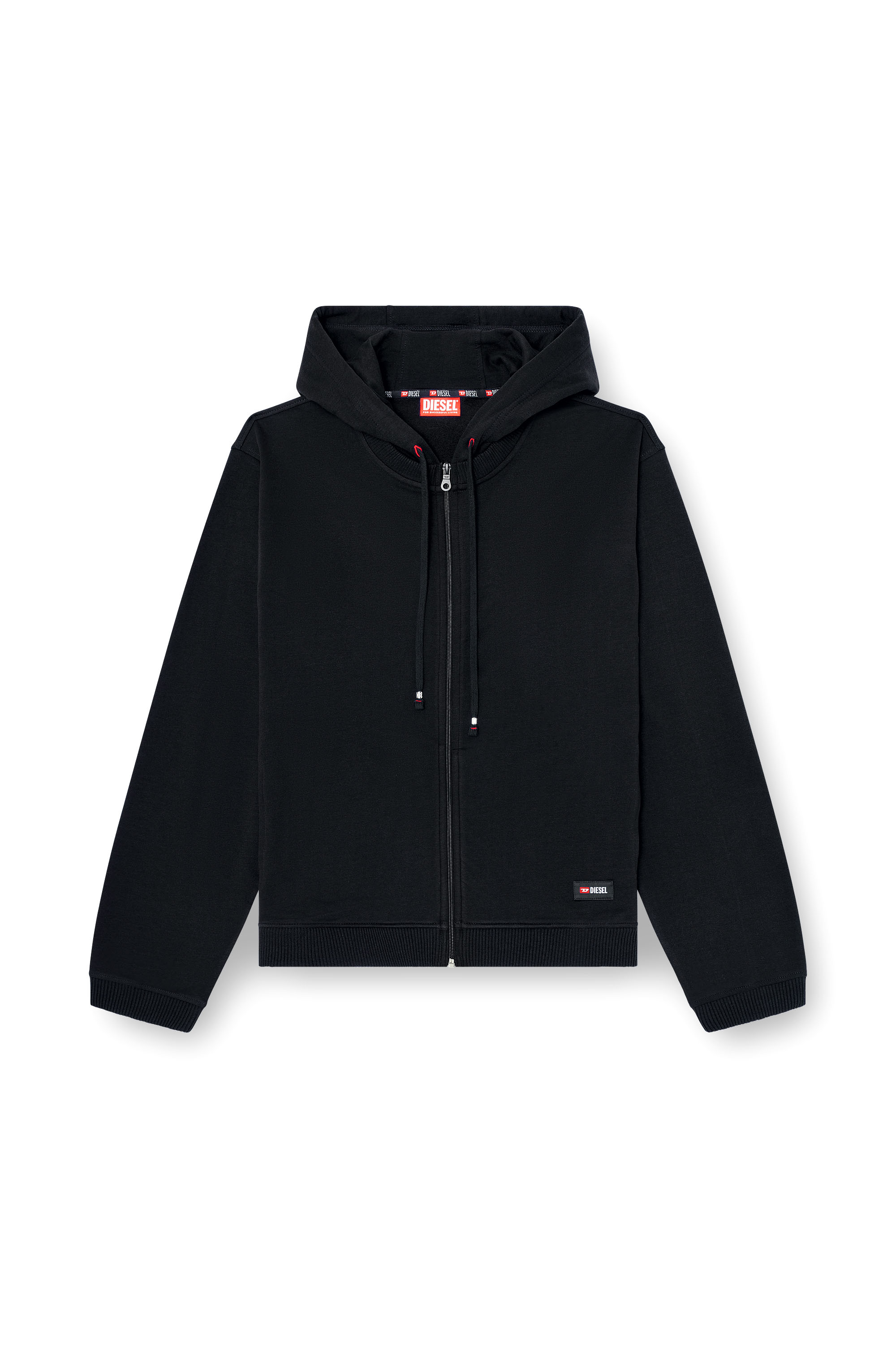 Diesel - JOY-D-CORE, Man's Hoodie in peached cotton blend in Black - 2