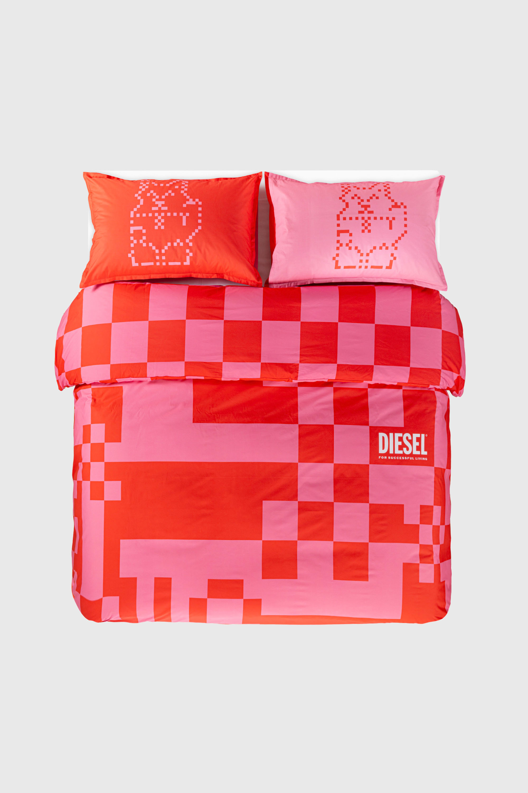 Diesel - 1018118  PIXEL DUCKS PINK/RED PERCALE DU, Parure de lit en percale pour lit queen size Mixte in Rouge - 1