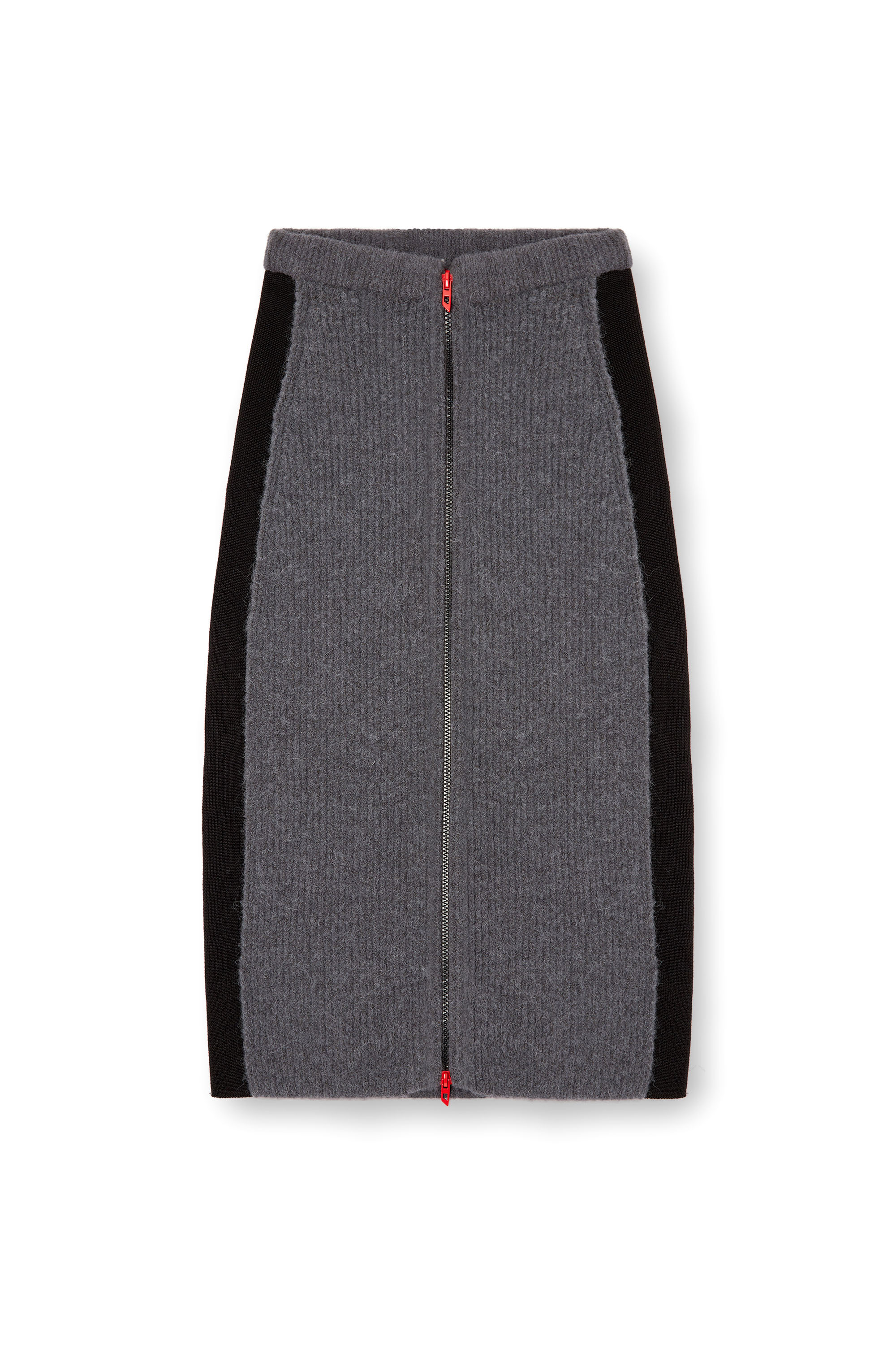 Diesel - M-LOUSI, Jupe midi en alpaga avec zip frontal Femme in Gris - 3