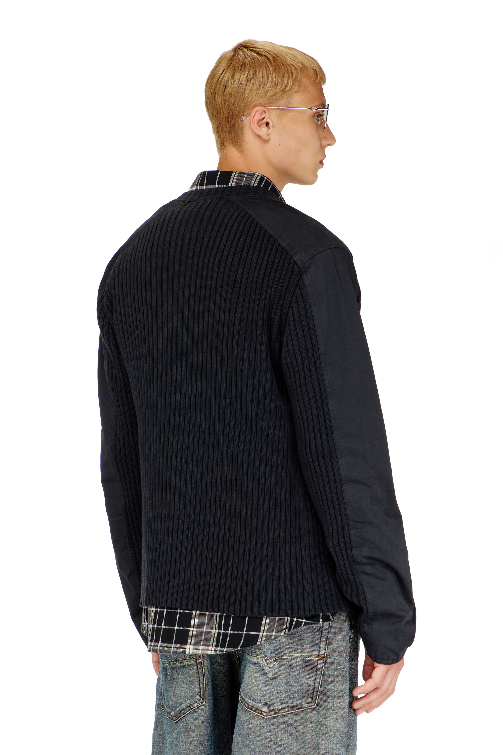 Diesel - K-MATTY, Cardigan zipp&eacute; avec empi&egrave;cements utilitaires Homme in Noir - 4