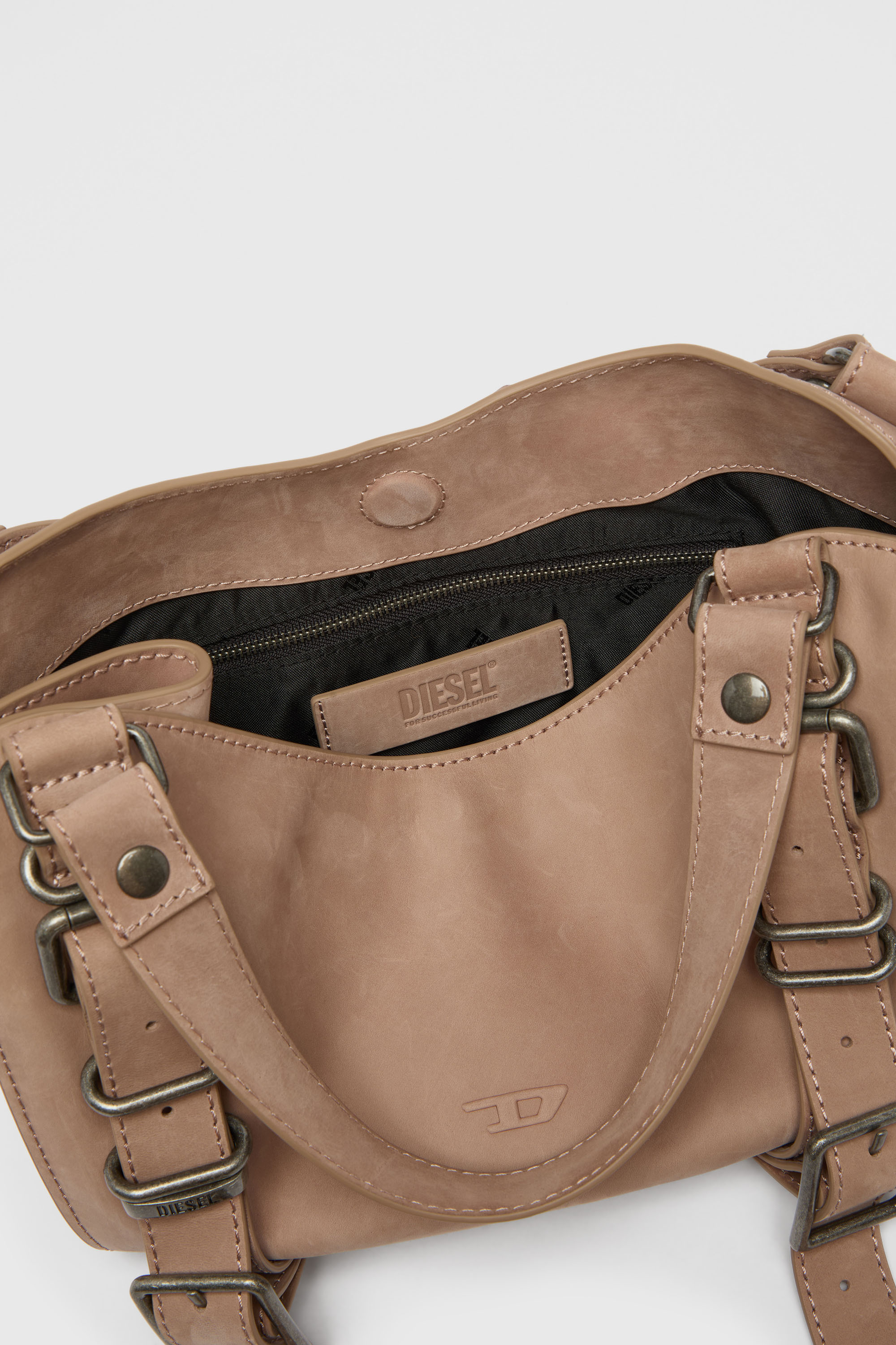 Diesel - D-ONE TOPHANDLE S, D-One-Sac small &agrave; poign&eacute;e sup&eacute;rieure en cuir trait&eacute; Femme in Rose - 5