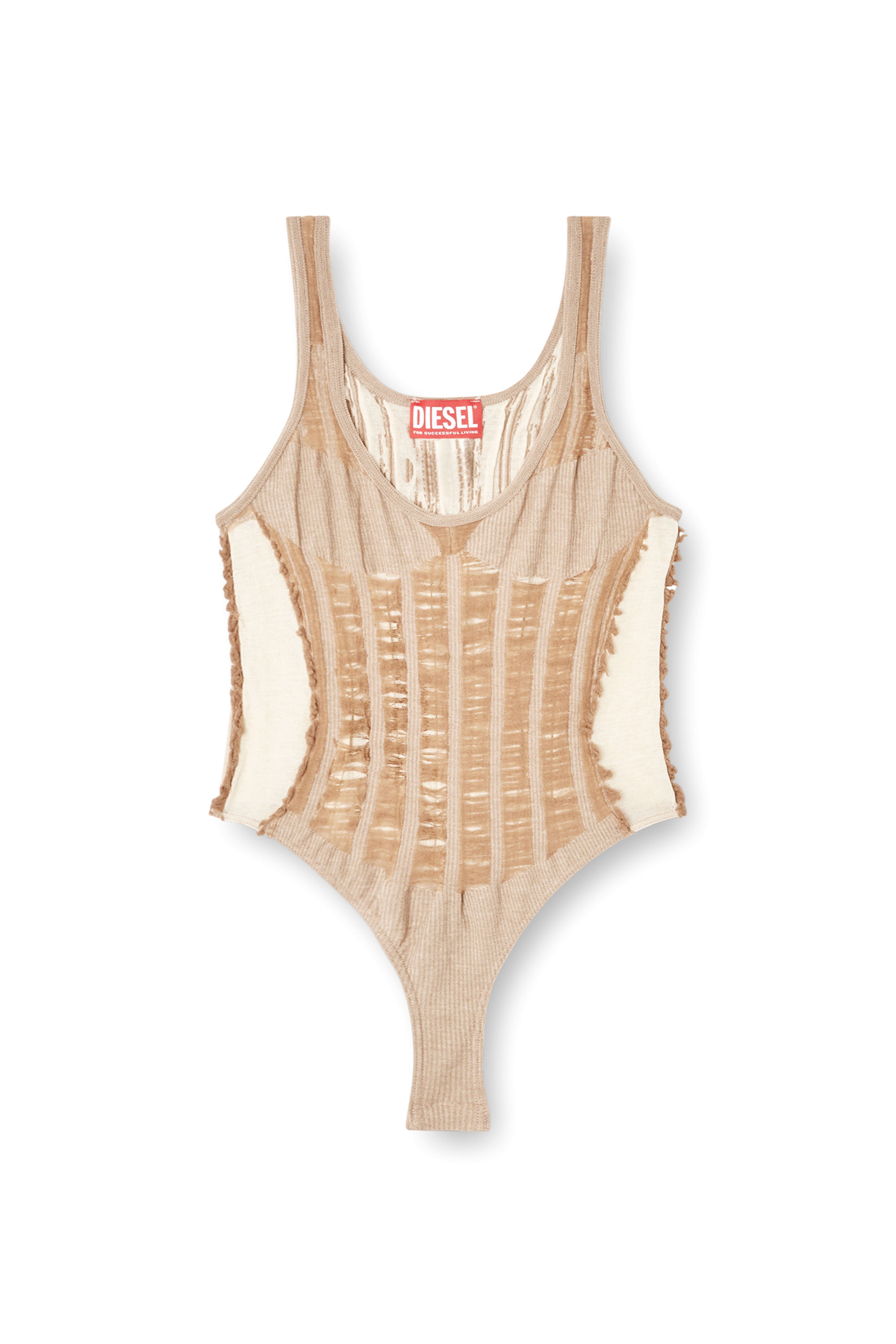 Diesel - M-CALIPSO-BODY, Body sans coutures avec illusion de lingerie Femme in Beige - 2