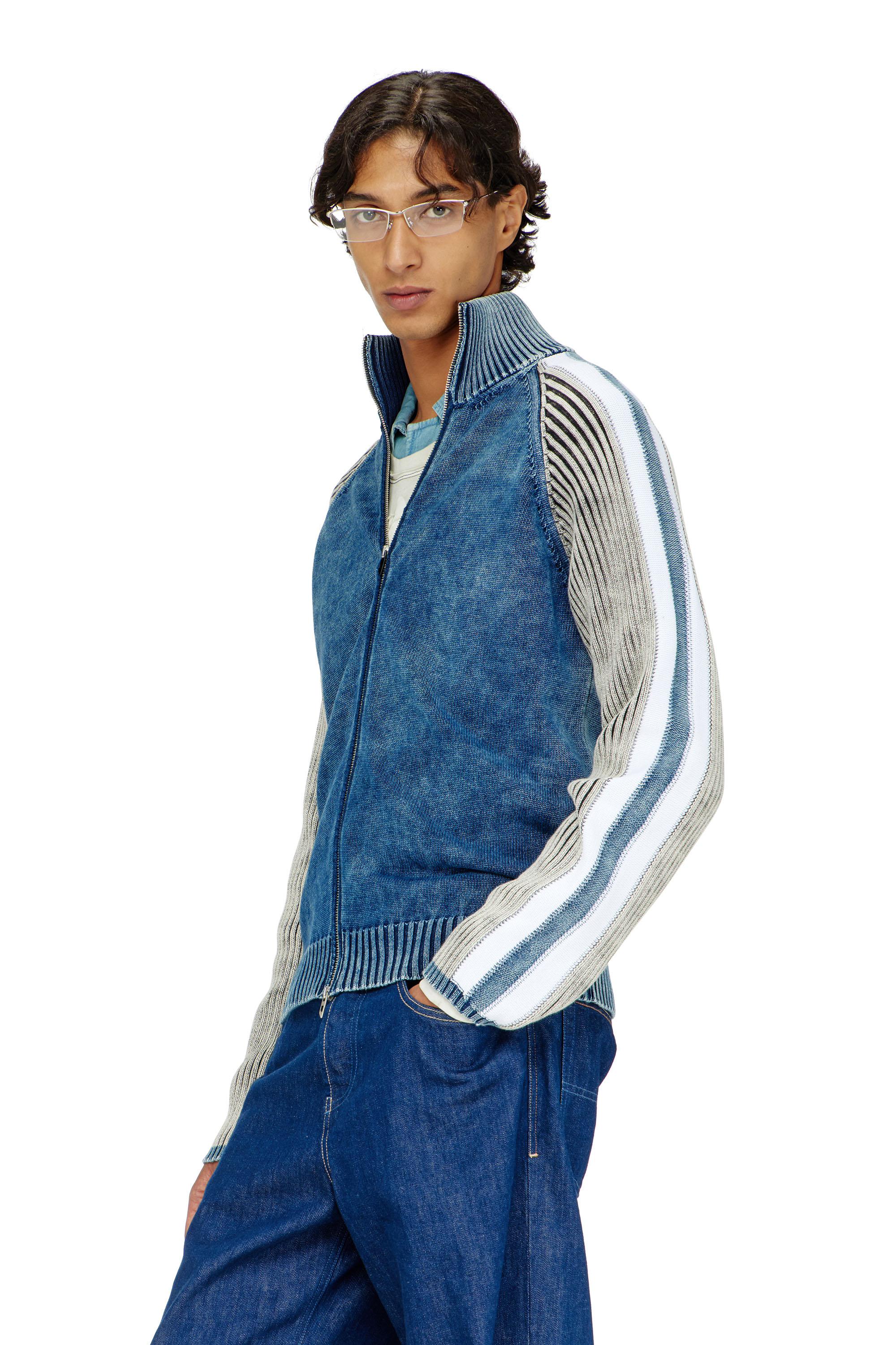 Diesel - K-HERONIMO, Cardigan zipp&eacute; avec bandes sportives Homme in Polychrome - 3