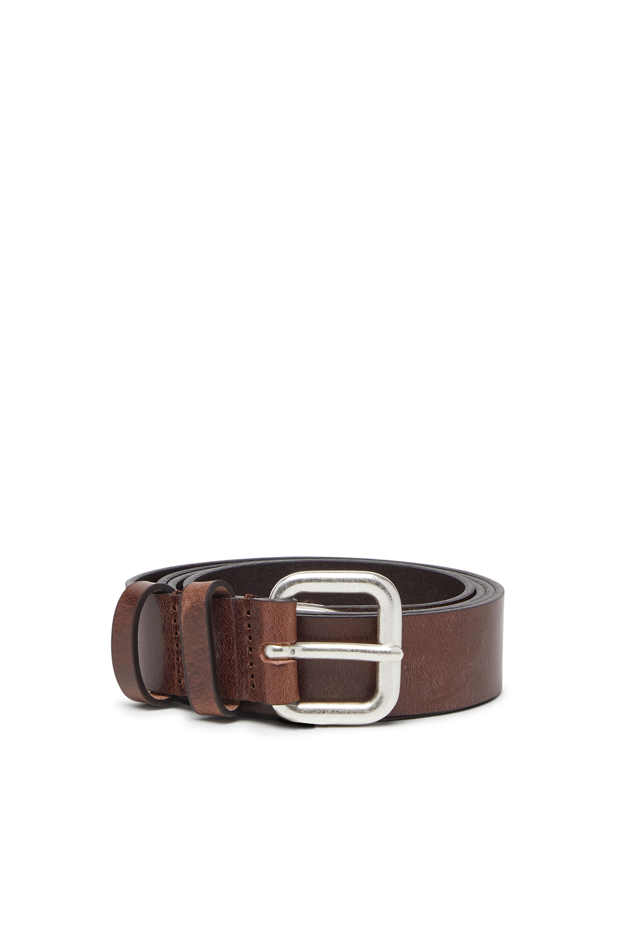 Diesel - B-INLAY, Ceinture en cuir avec logo oval D Mixte in Marron - 2