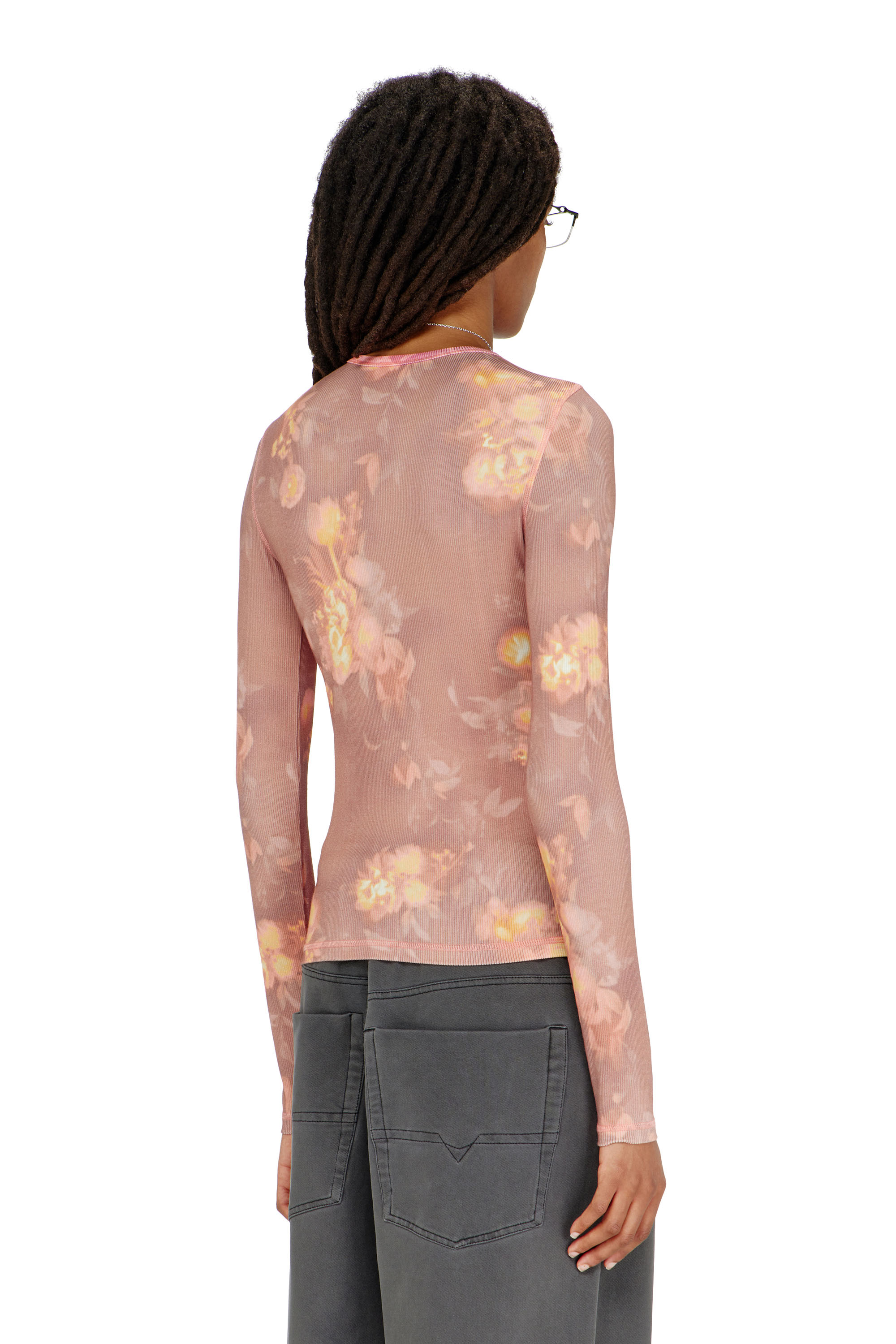 Diesel - T-MOKY-LS, Top en jersey c&ocirc;tel&eacute; &agrave; motif floral Femme in ToBeDefined - 4