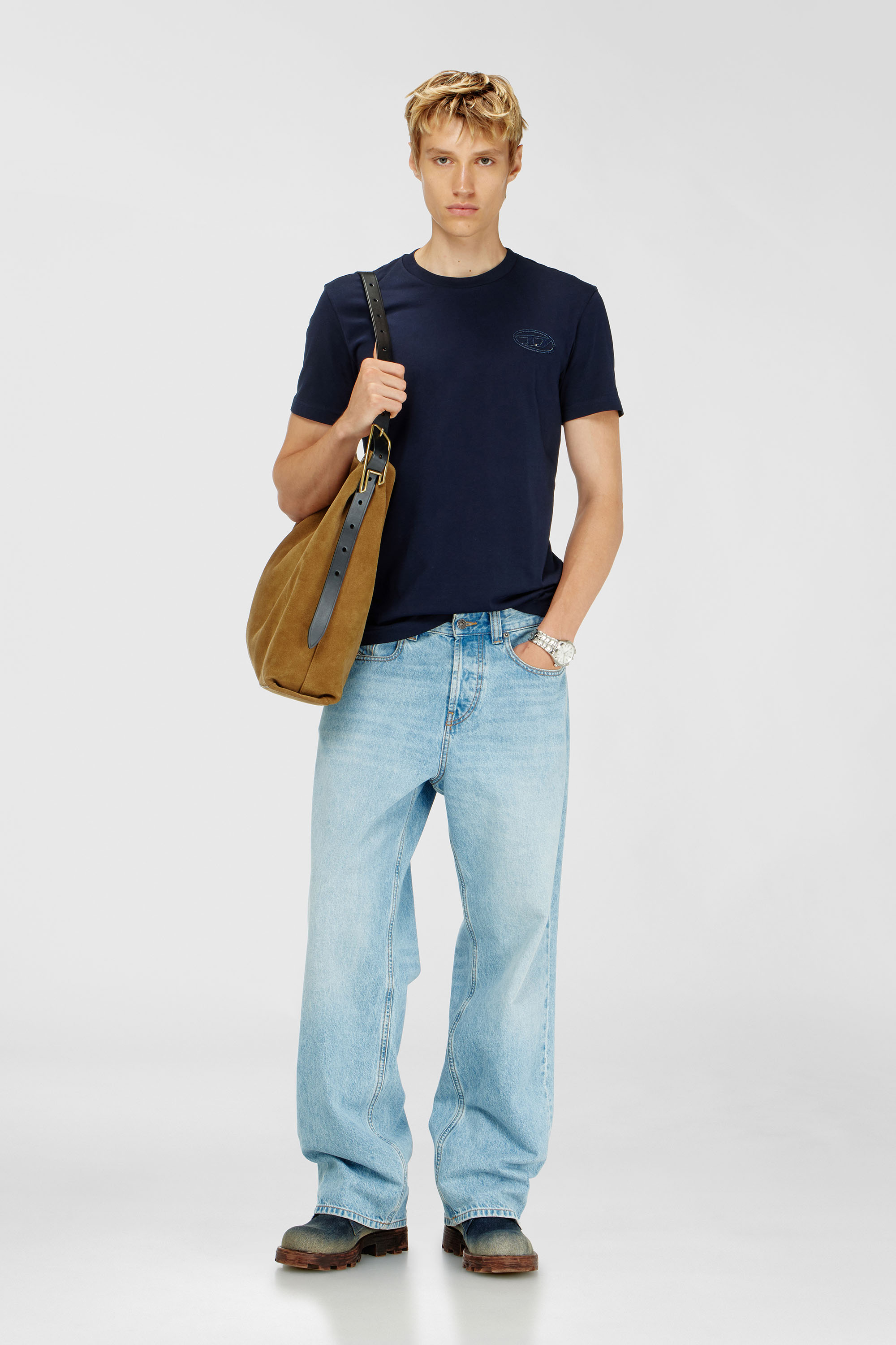 Diesel - T-DIEGO-T92, T-shirt en coton avec logo Oval D Homme in Bleu - 2