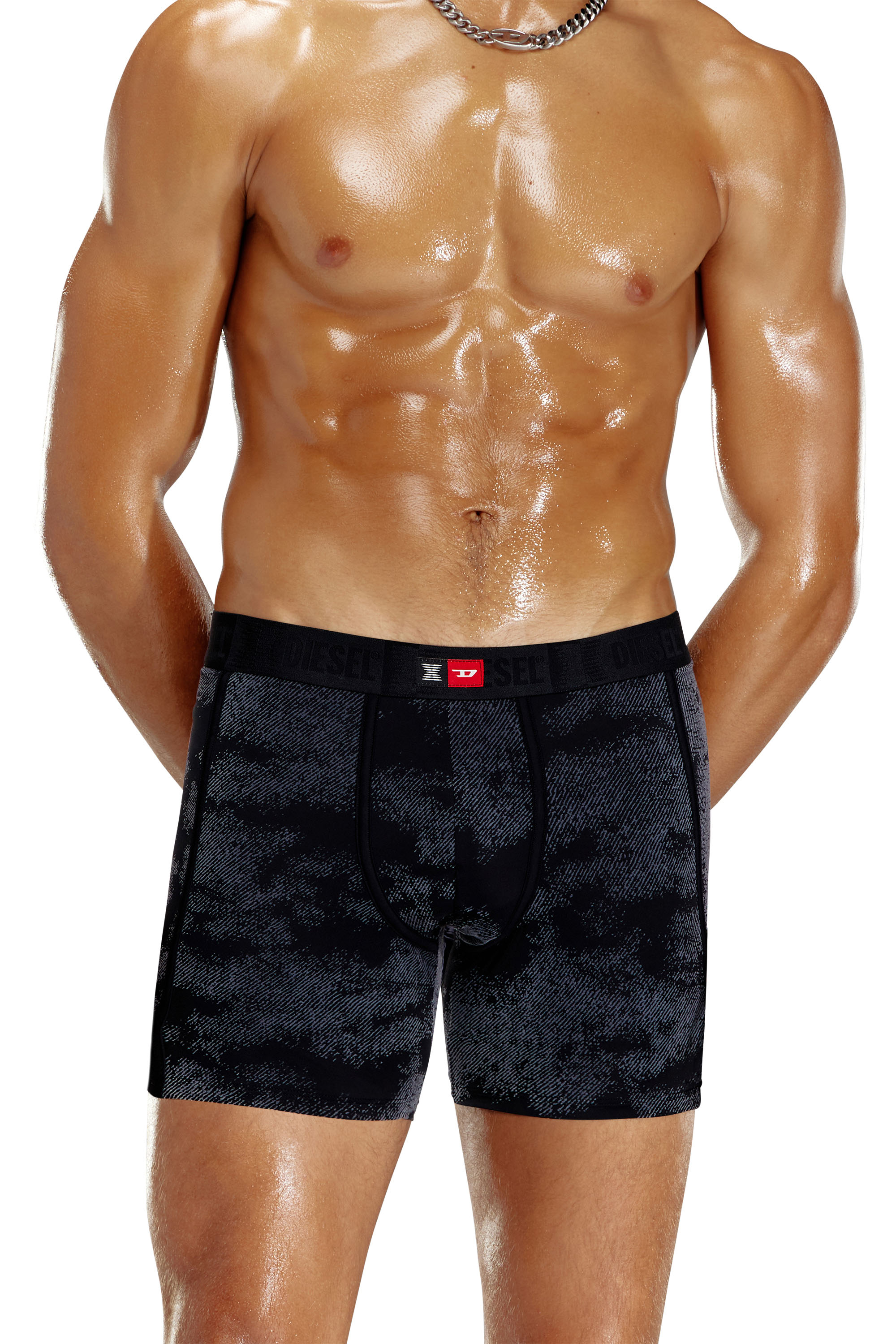 Diesel - FLOCKED-BOXER-BRIEFS, Boxer en microfibre floquée Homme in Noir - 2