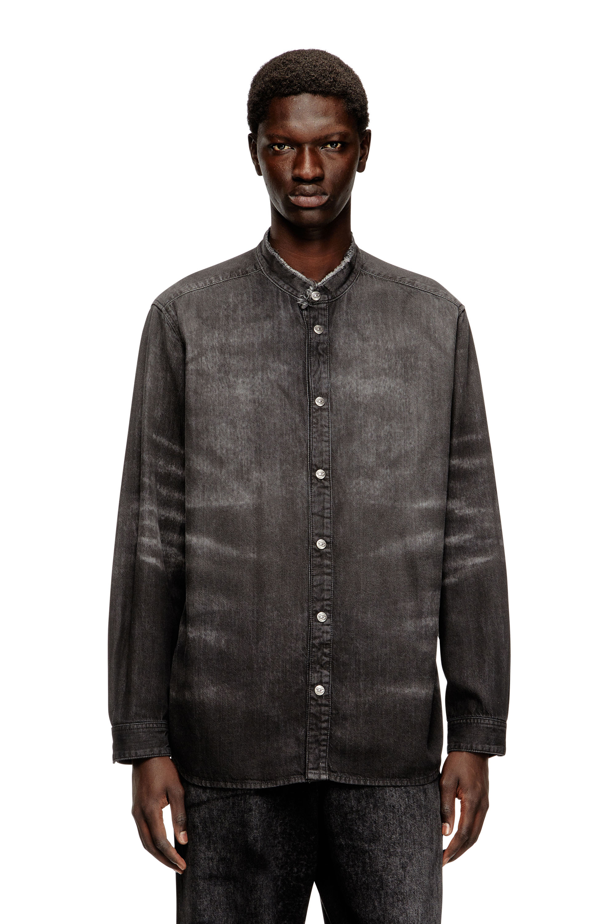Diesel - D-SIMPLY-FSH, Chemise en denim nid d'abeille effet vieilli Homme in Gris - 3