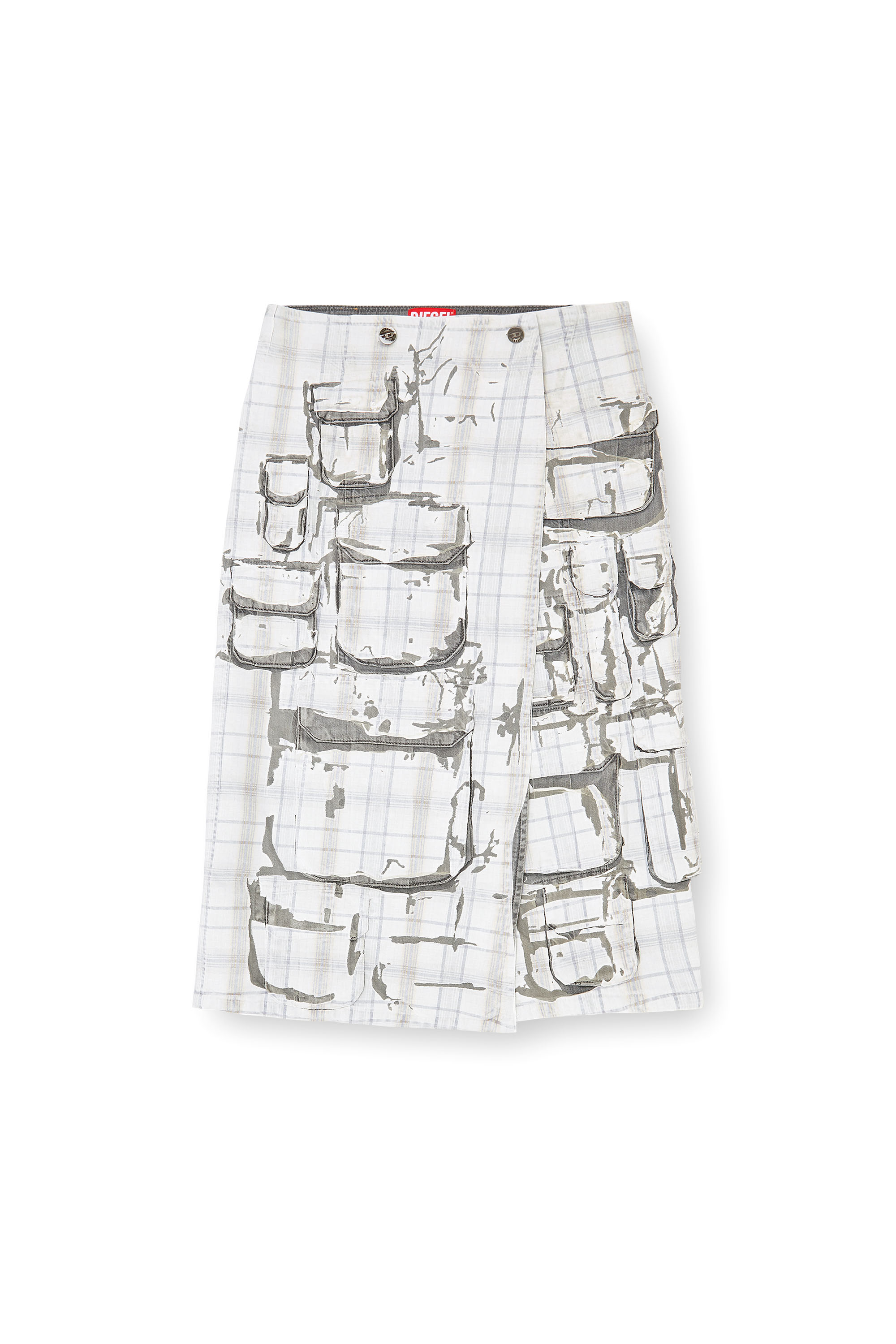 Diesel - DE-VORIN-FSI1, Jupe &agrave; demi-longueur en denim &agrave; effet pel&eacute; Femme in Gris - 2