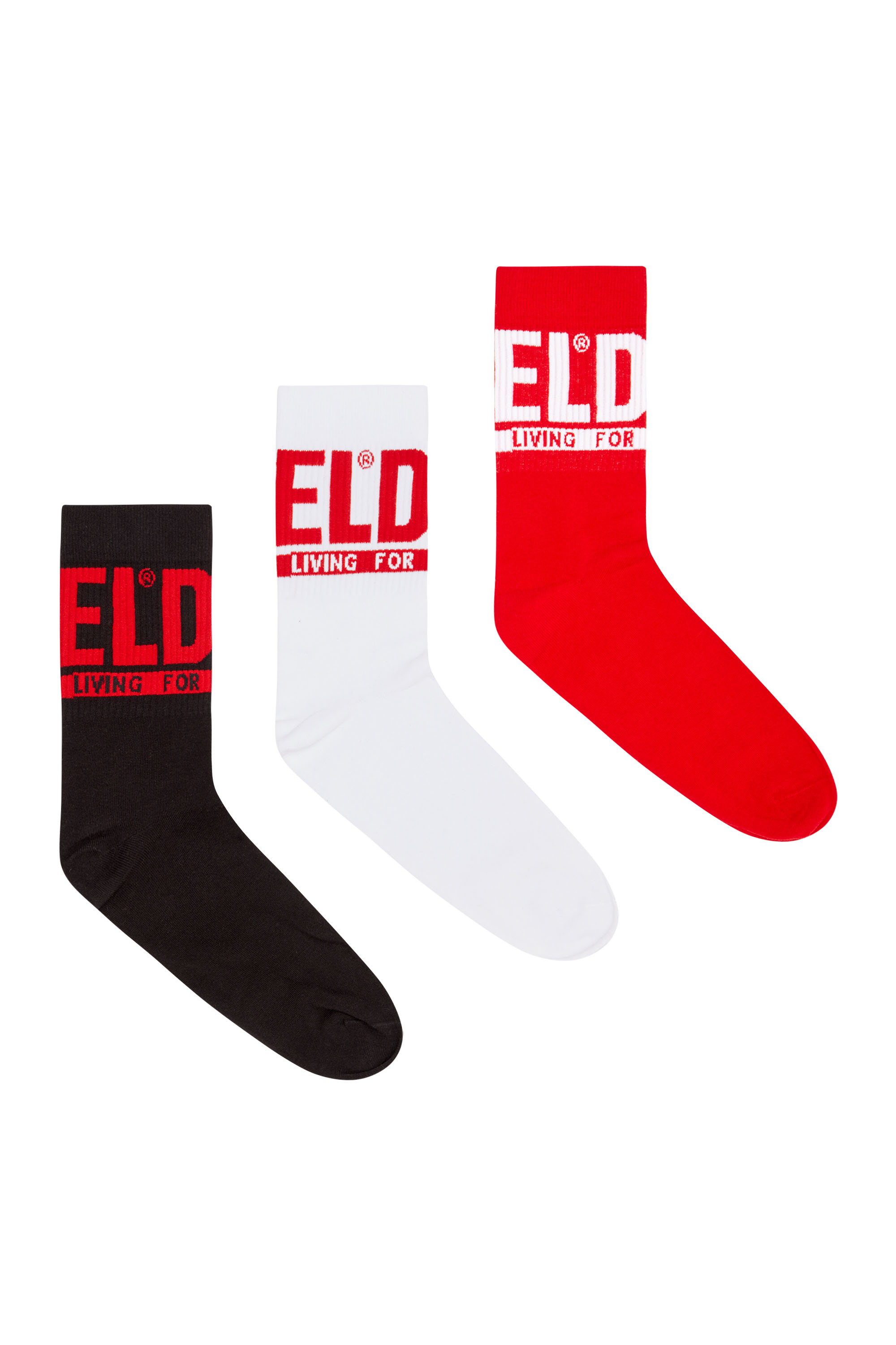 Diesel - SKM-RAY-THREEPACK, Lot de 3 paires de chaussettes avec revers à logo Homme in Polychrome - 1