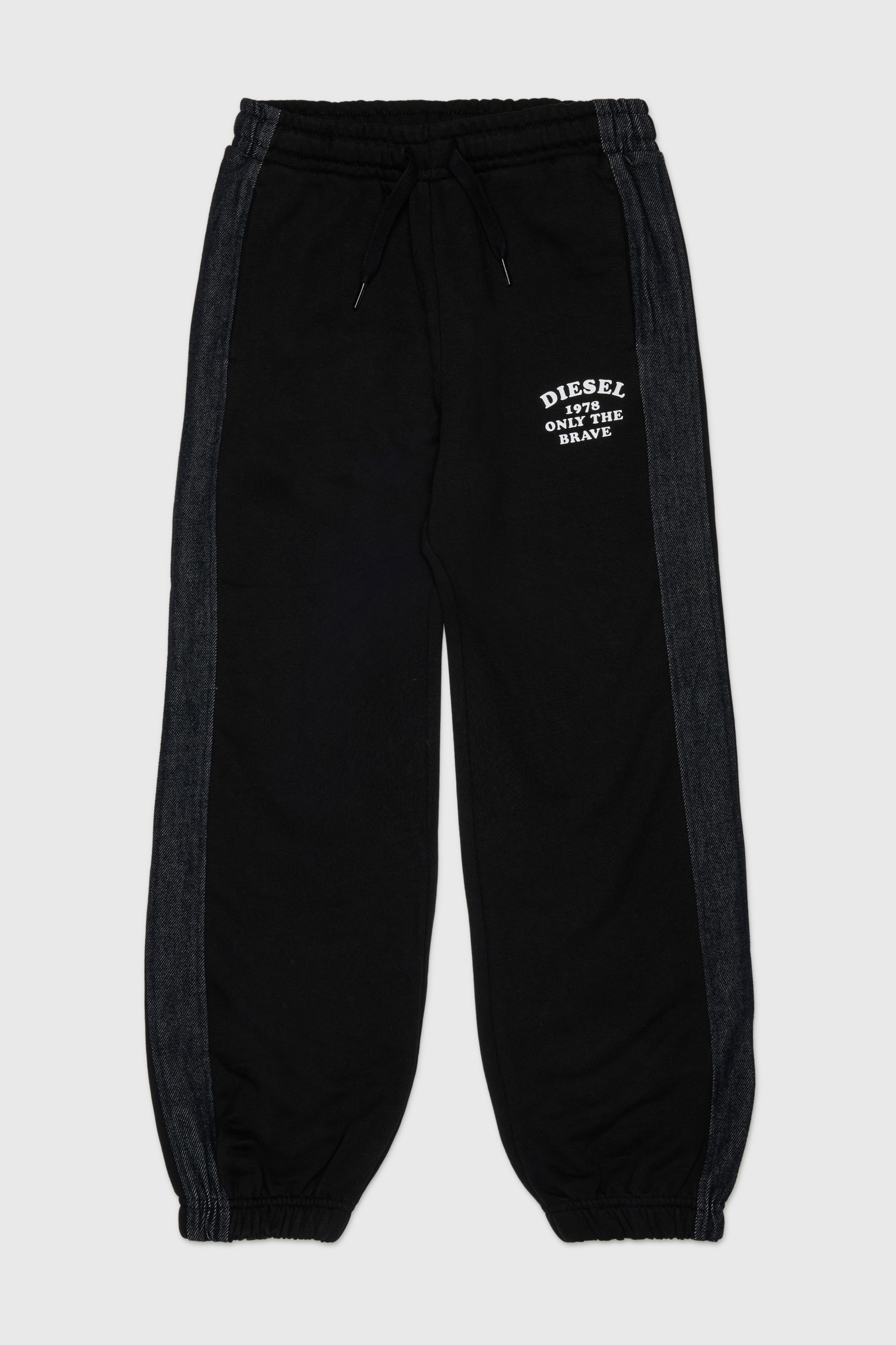 Diesel - PTEAN, Pantalon de surv&ecirc;tement avec bandes lat&eacute;rales en denim Homme in Noir - 1