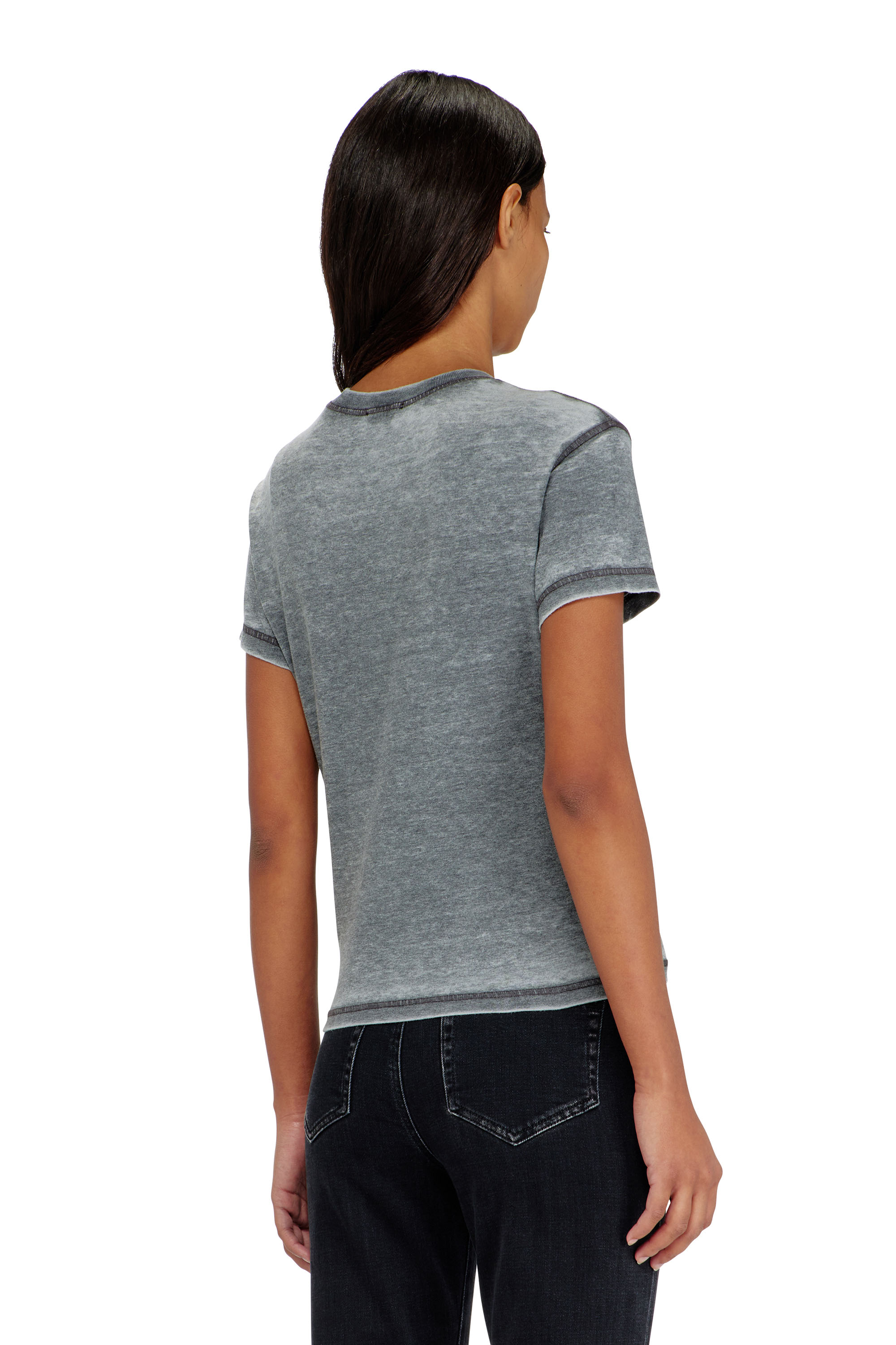 Diesel - T-ILA-AA1, T-shirt en jersey avec strass et burnout effect Femme in Gris - 4