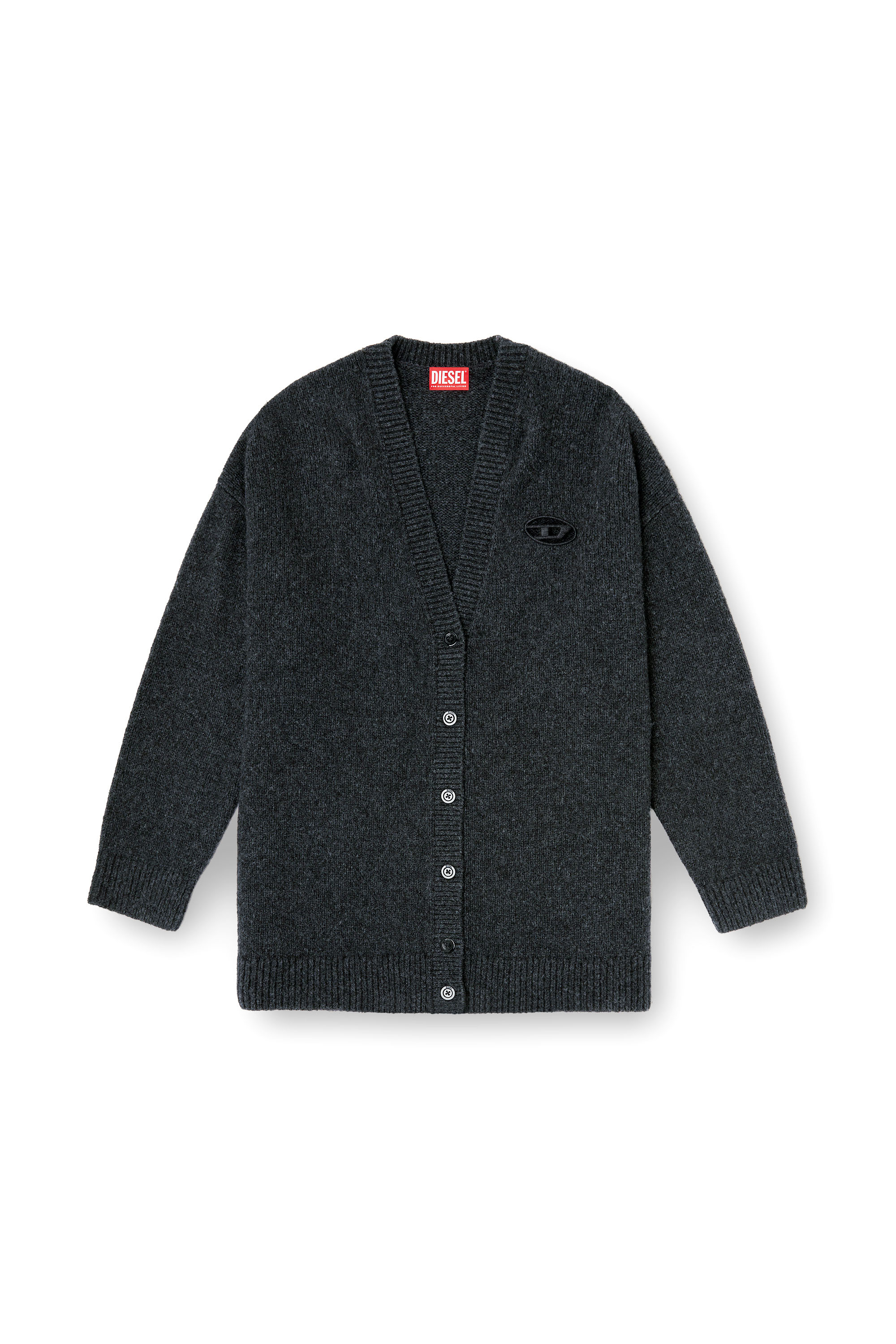 Diesel - M-AREELA, Woman's Cardigan in wool and alpaca blend in Black/Grey - 2
