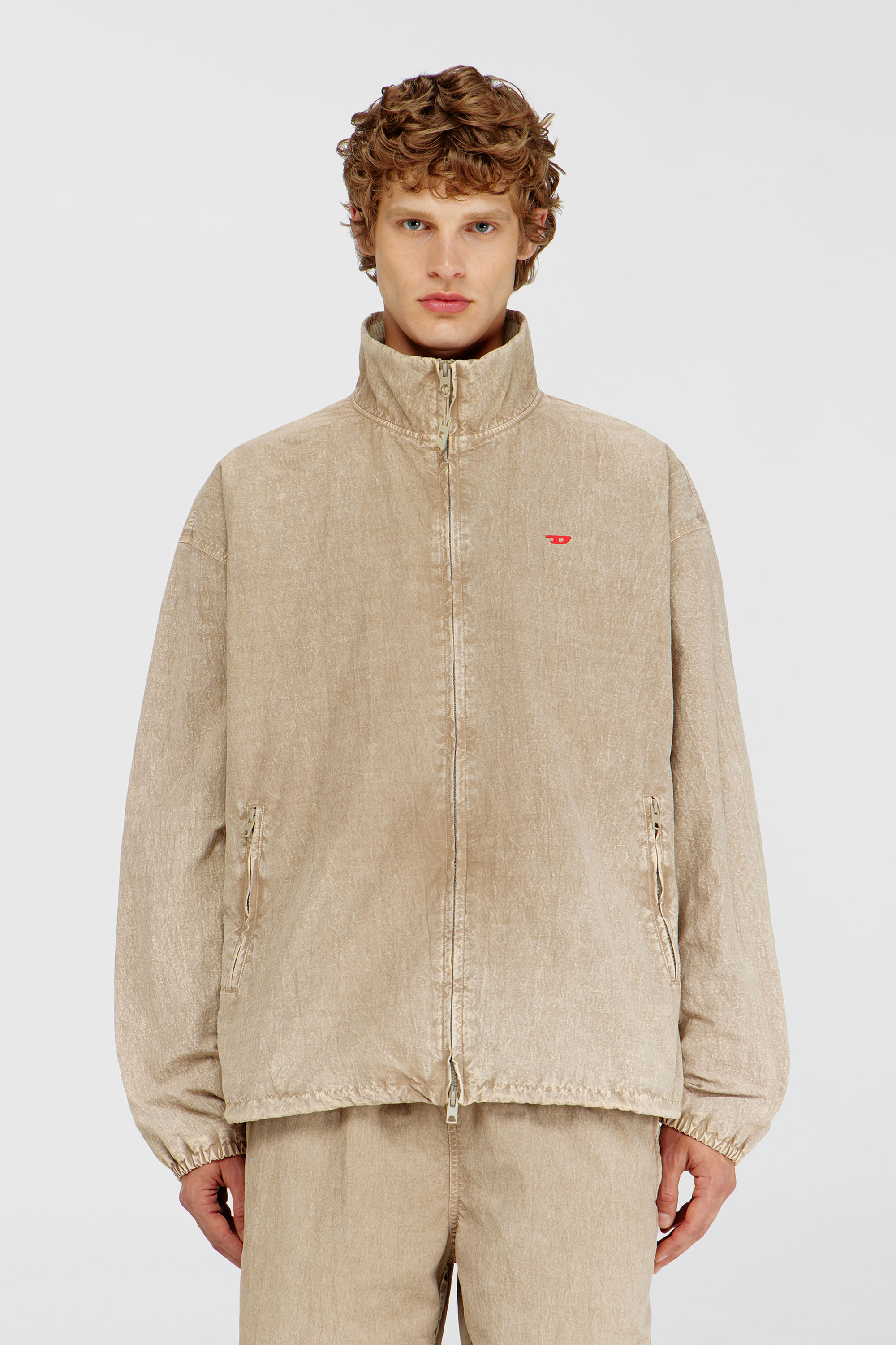 Diesel - J-CORSE-PLBH, Man's Treated taslan jacket with treated finish in Beige - 1
