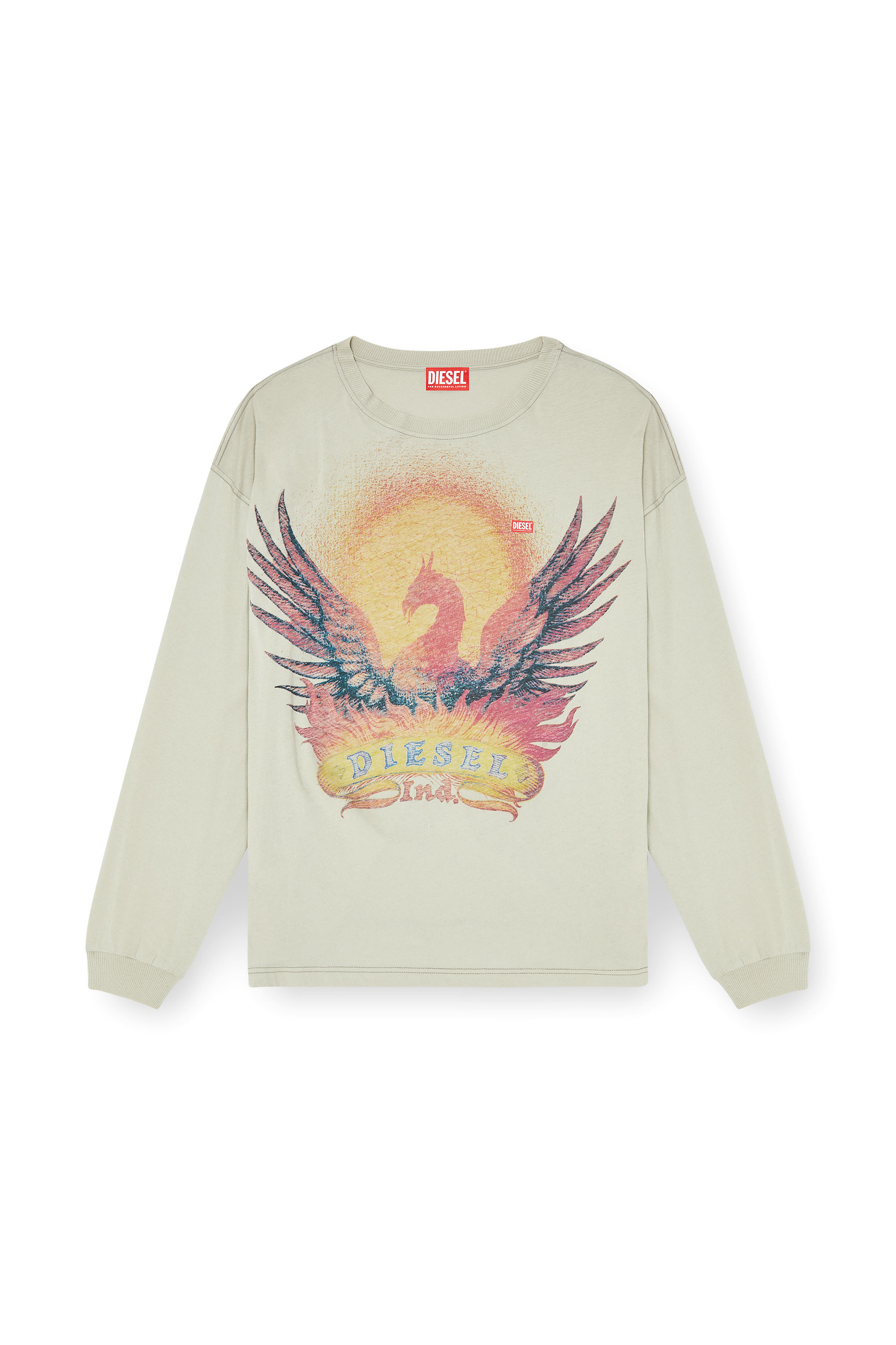 Diesel - T-BOXT-LS-AA1, T-shirt &agrave; manches longues avec motif Phoenix Homme in Beige - 2