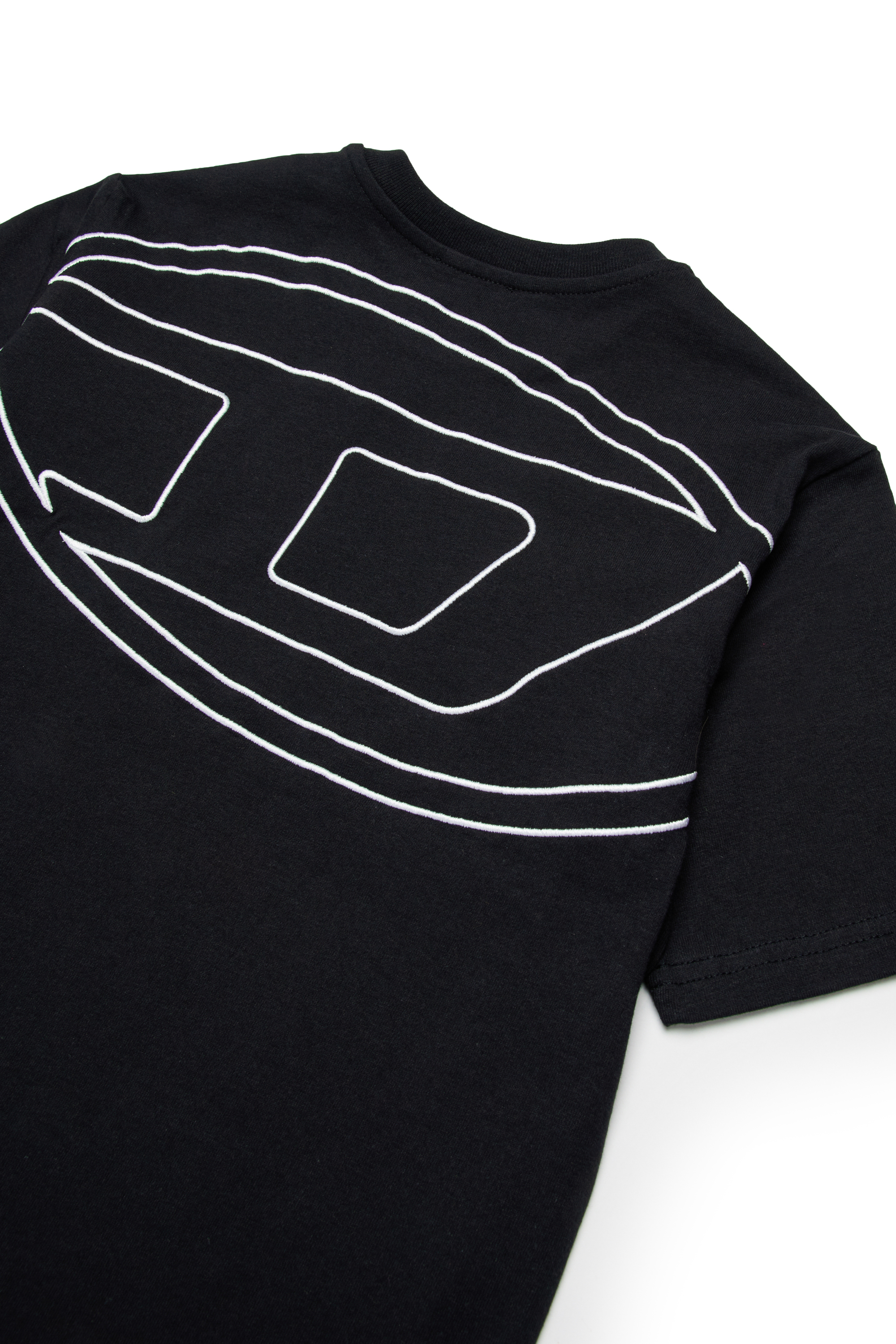 Diesel - TBOGGYMEGOVALD OVER, T-shirt avec mega broderie Oval D Homme in Noir - 4